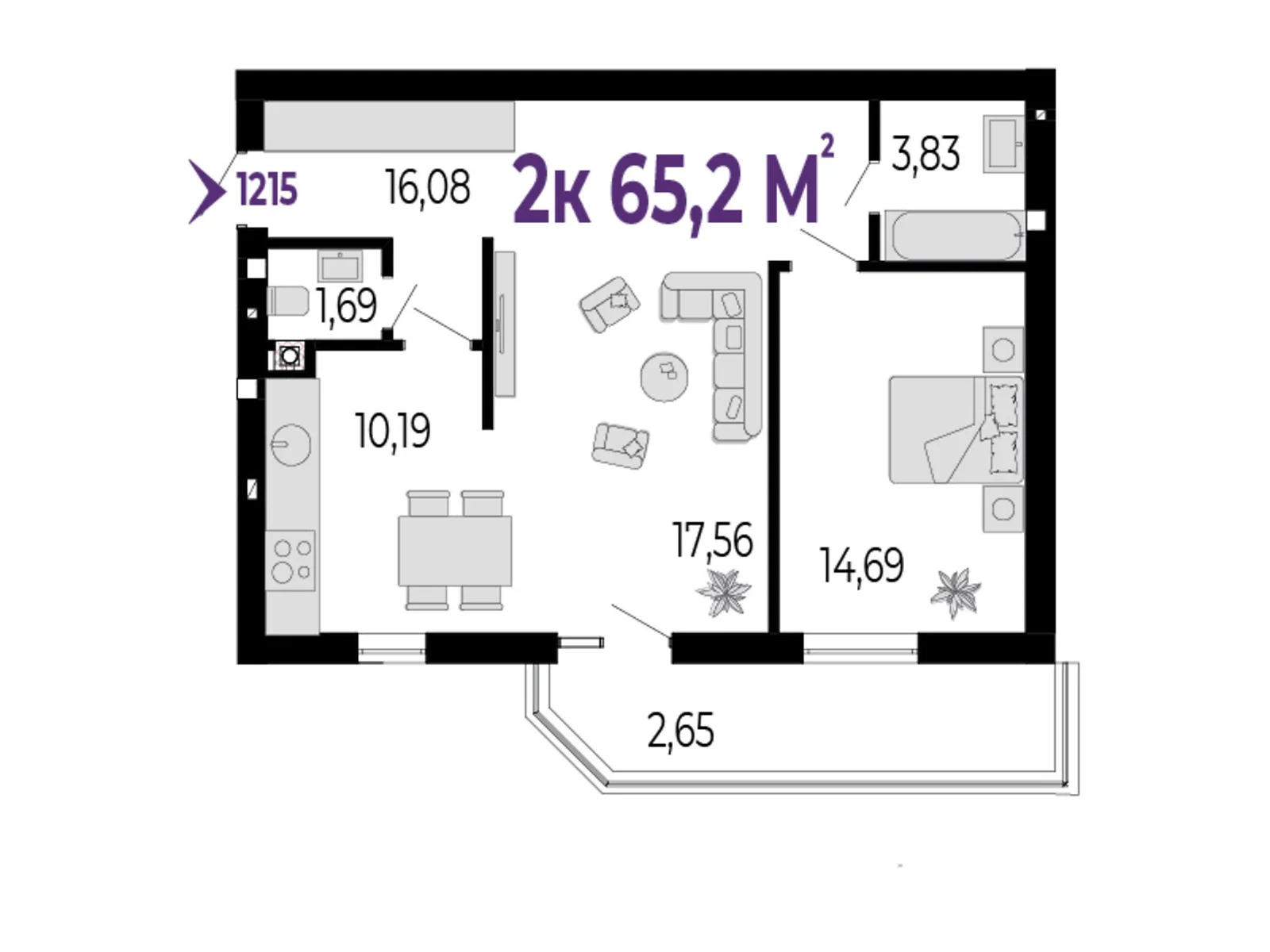 Продается 2-комнатная квартира 65.2 кв. м в Криховцы - фото 1