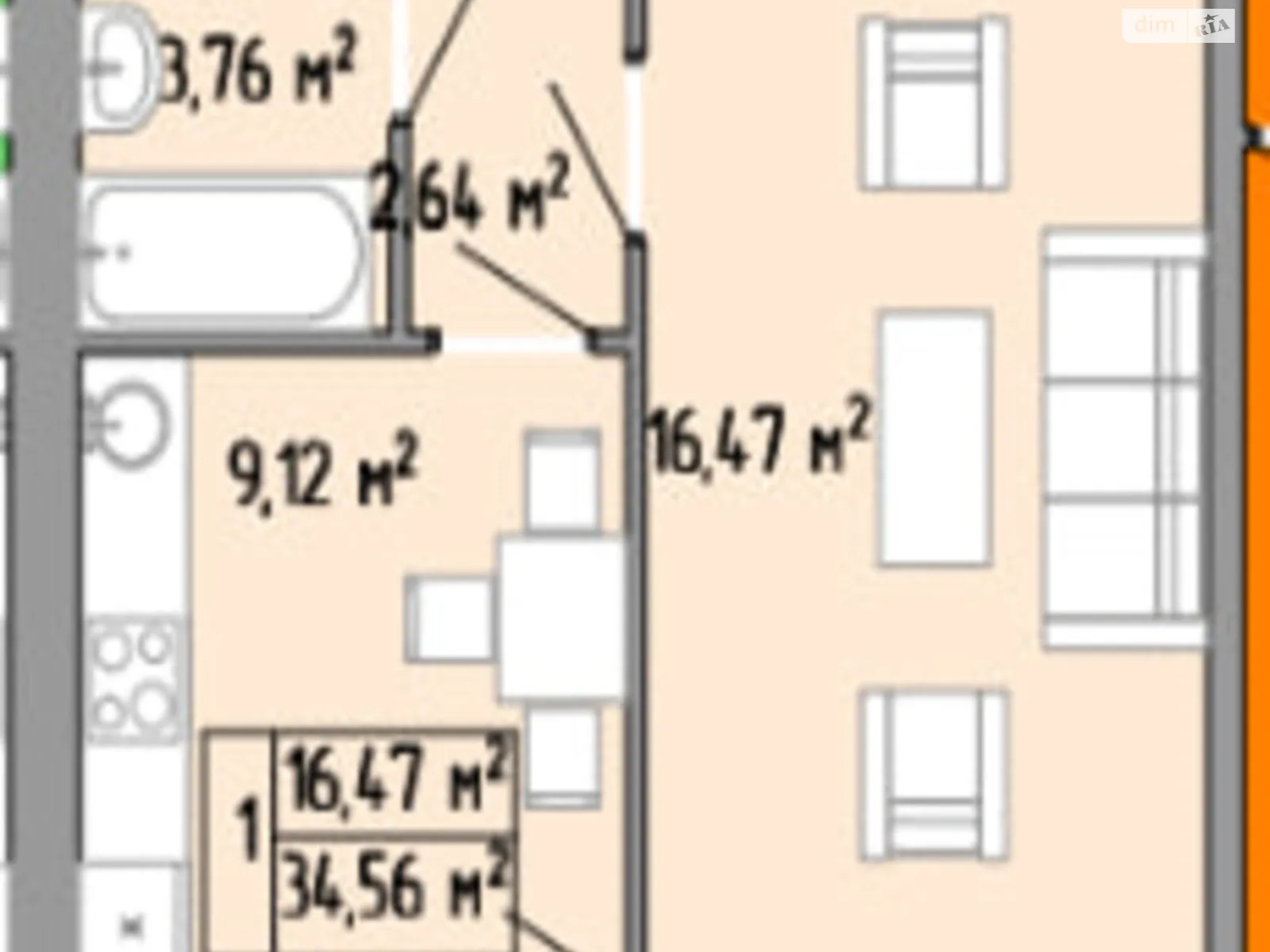 Продається 1-кімнатна квартира 35 кв. м у Одесі, вул. Перлинна, 3А