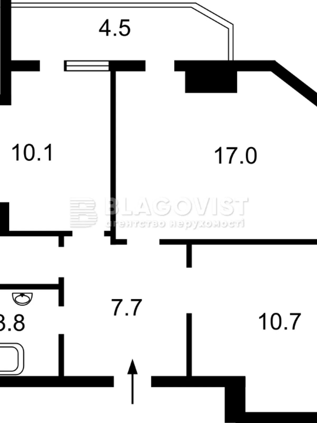 Продається 2-кімнатна квартира 61.3 кв. м у Києві, вул. Кустанайська, 13