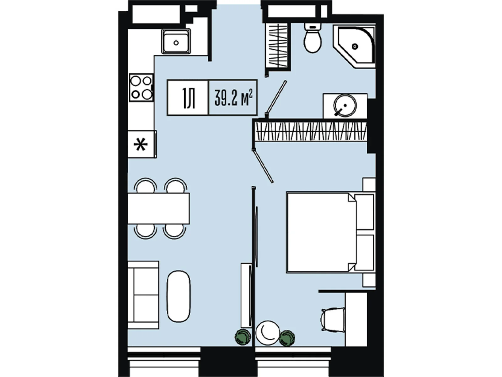 Продается 1-комнатная квартира 39.2 кв. м в Днепре, цена: 49000 $