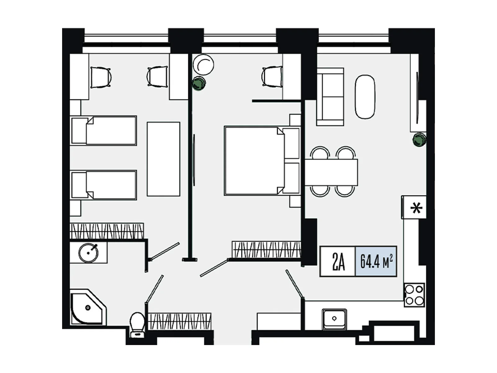 Продается 1-комнатная квартира 64.4 кв. м в Днепре, цена: 79212 $