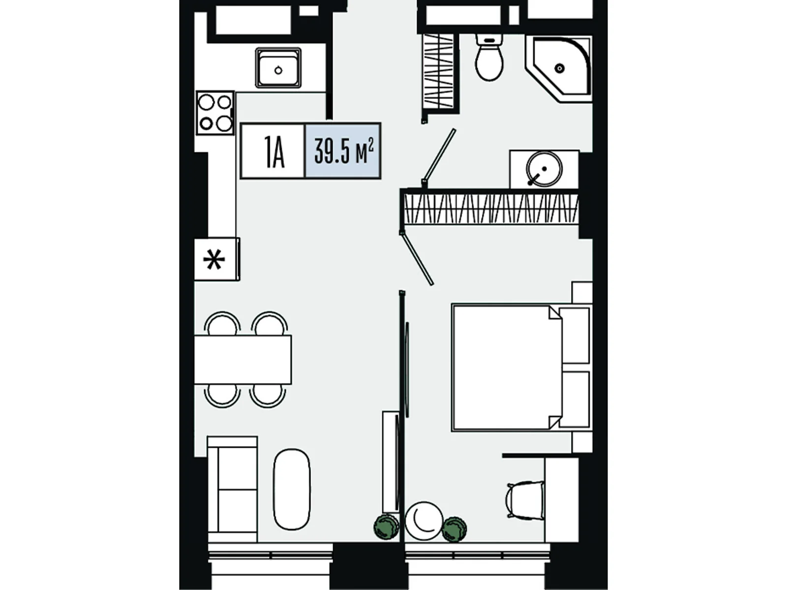 Продается 1-комнатная квартира 39.5 кв. м в Днепре, цена: 41475 $