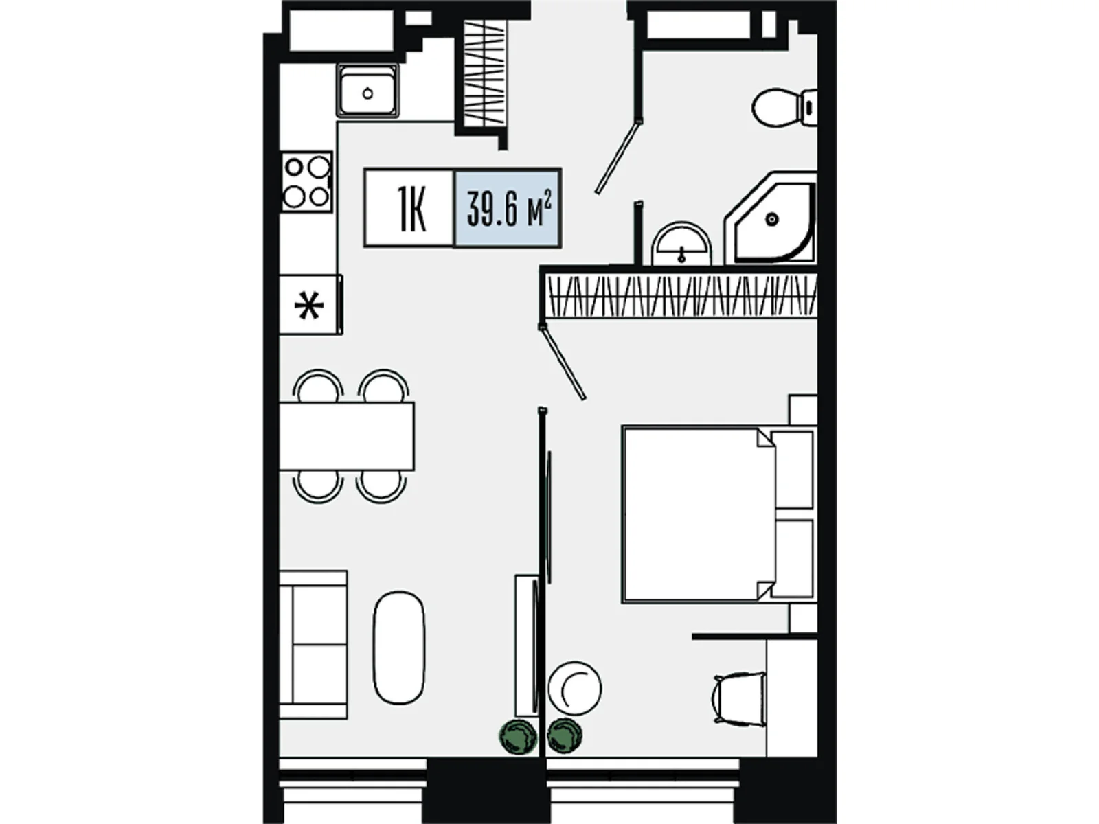 Продается 1-комнатная квартира 39.6 кв. м в Днепре, цена: 35640 $ - фото 1