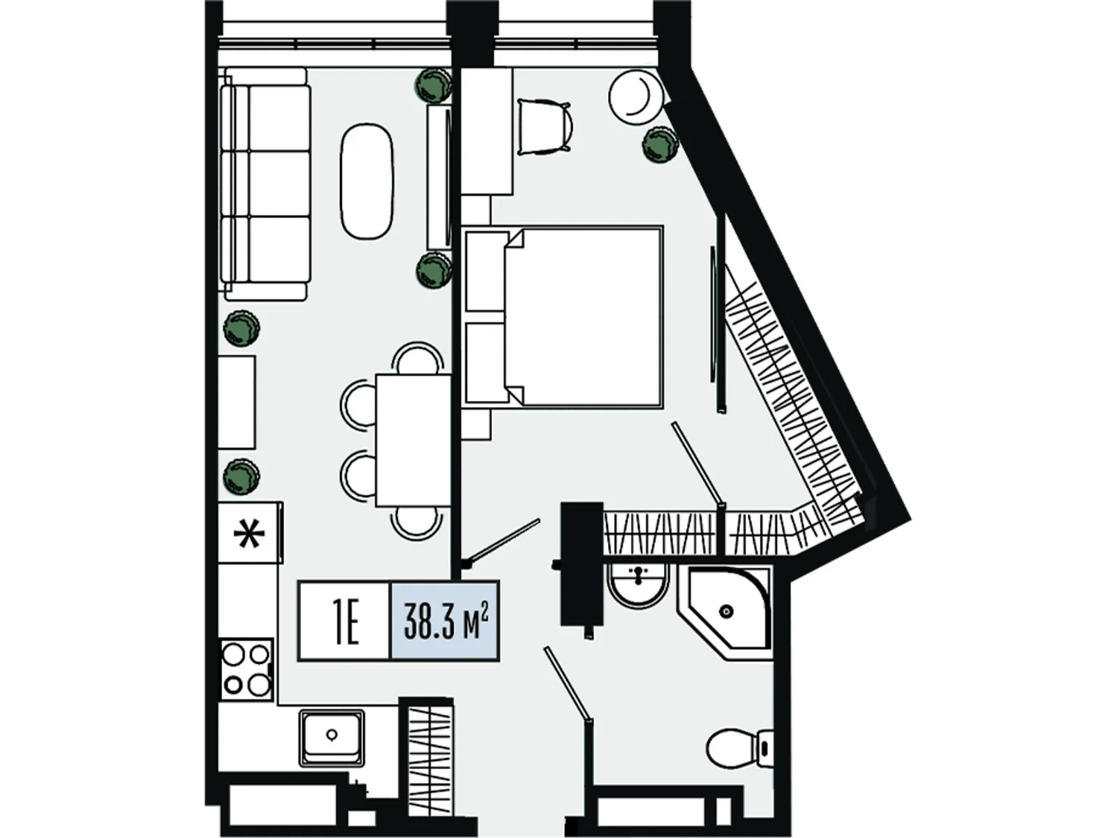 Продається 1-кімнатна квартира 38.3 кв. м у Дніпрі, цена: 47109 $