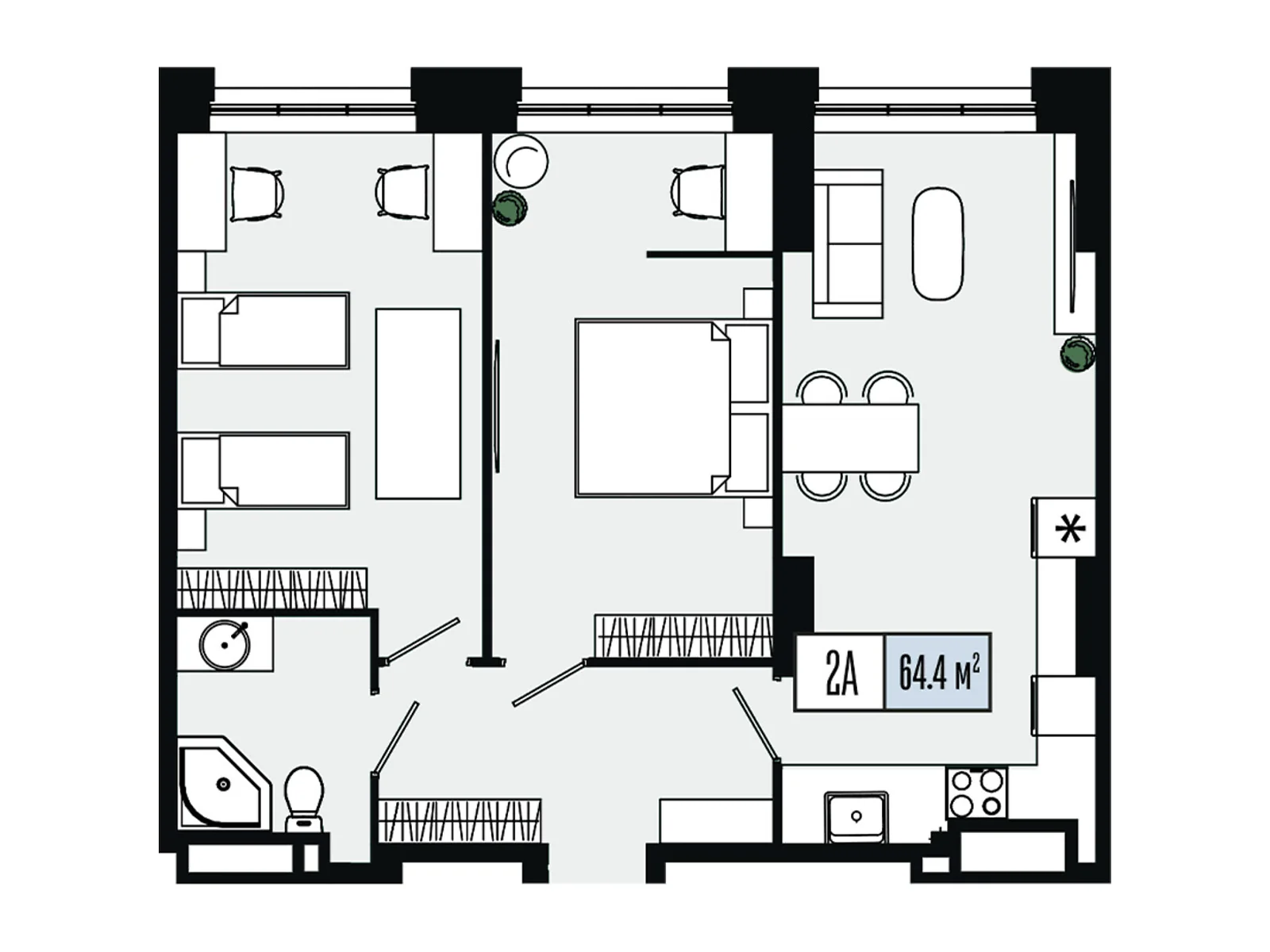 Продається 2-кімнатна квартира 64.4 кв. м у Дніпрі, цена: 80500 $