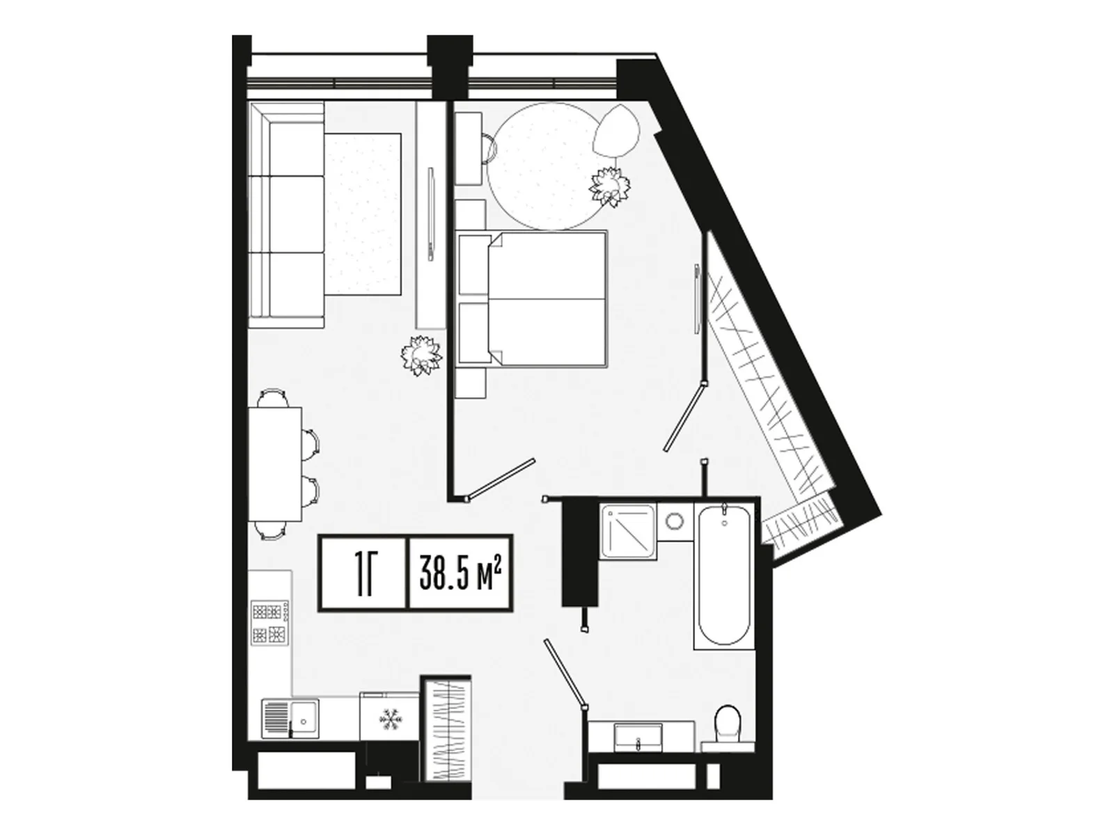 Продається 1-кімнатна квартира 38.5 кв. м у Дніпрі - фото 1