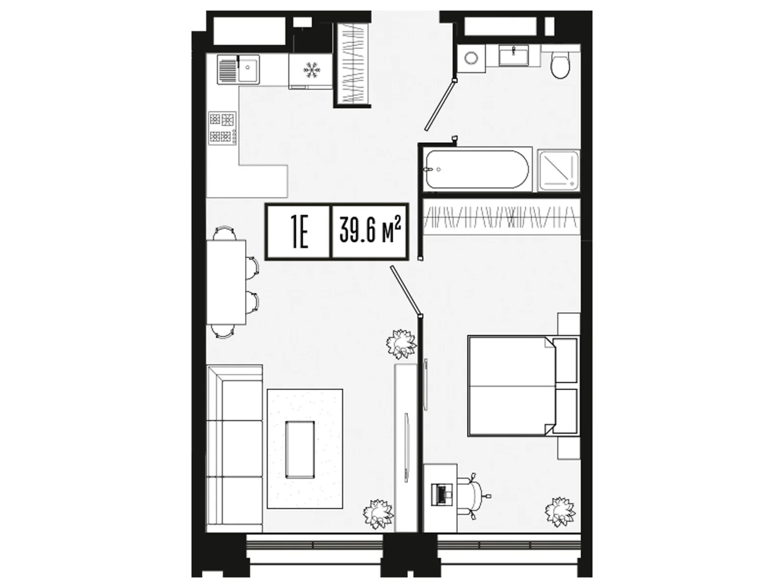 Продается 1-комнатная квартира 39.6 кв. м в Днепре, цена: 46332 $