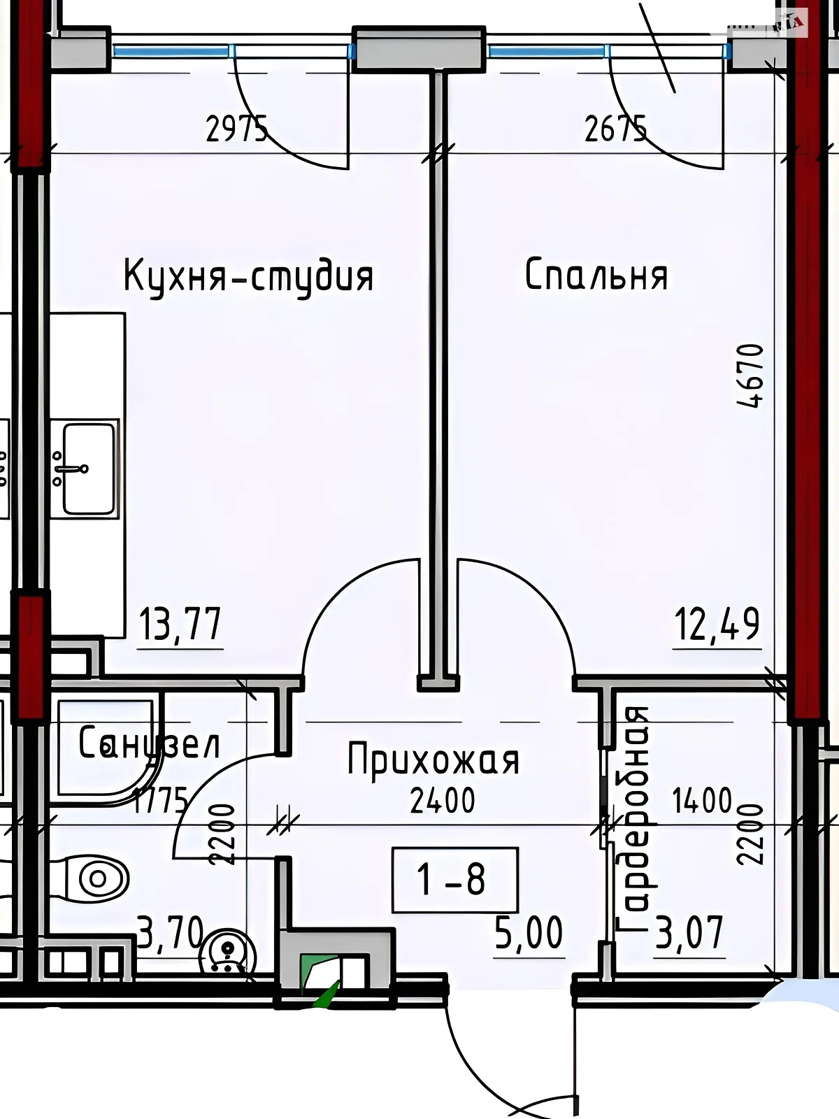 Продается 1-комнатная квартира 38 кв. м в Одессе, ул. Дмитрия Донского