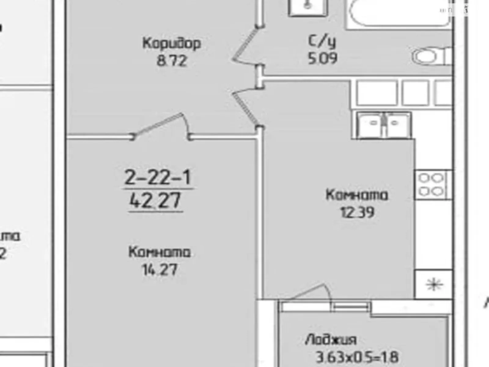 Продается 1-комнатная квартира 42.54 кв. м в Одессе, ул. Краснова - фото 1