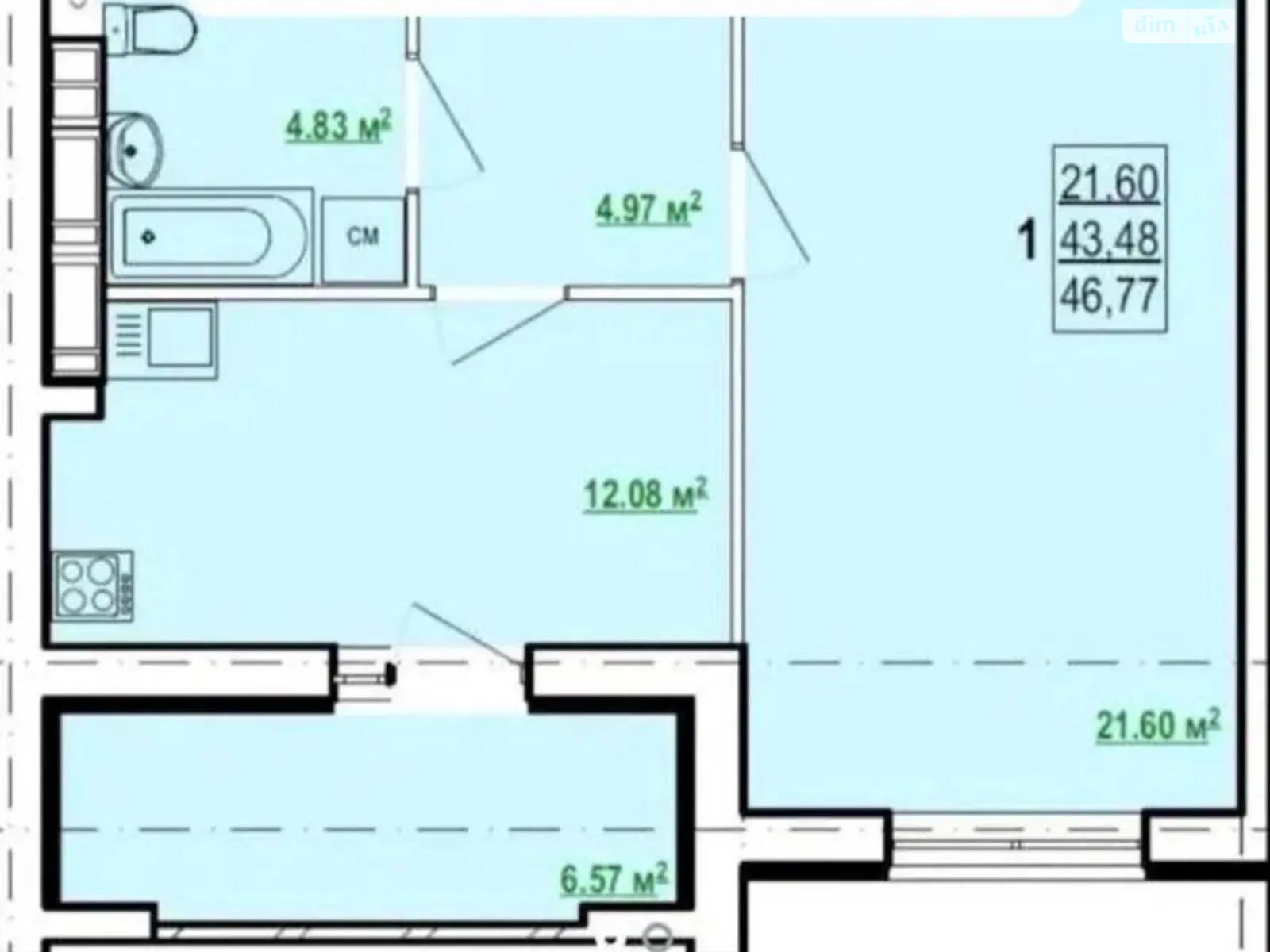 Продається 1-кімнатна квартира 46 кв. м у Харкові, вул. Полтавський Шлях