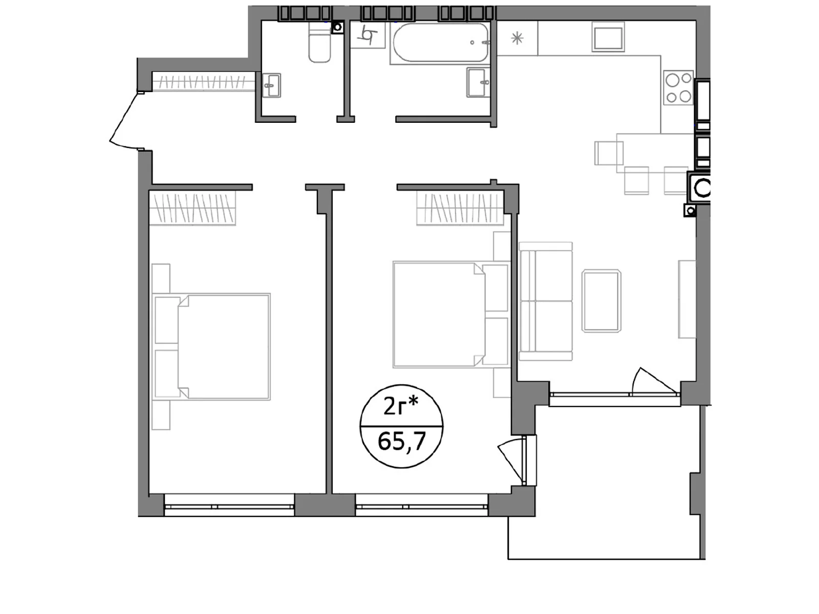 Продается 2-комнатная квартира 65.7 кв. м в Брюховичах, ул. Львовская, 92