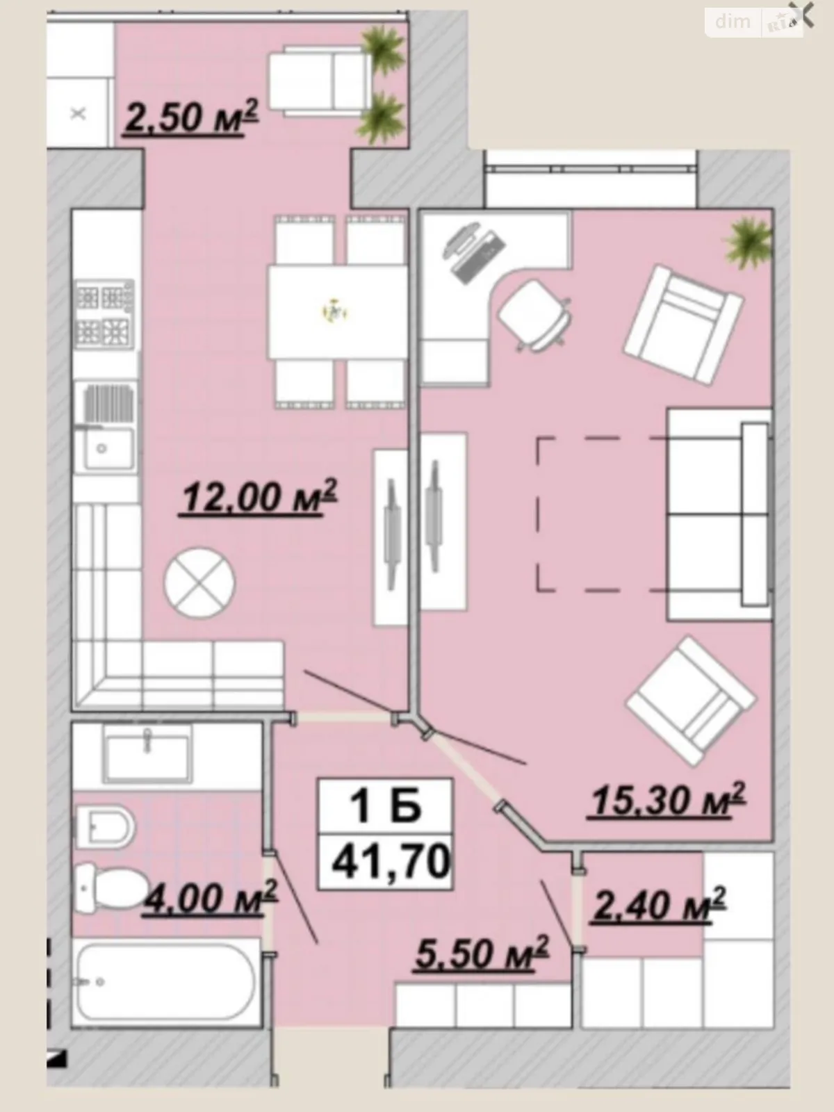 Продается 1-комнатная квартира 41.7 кв. м в Ивано-Франковске - фото 3