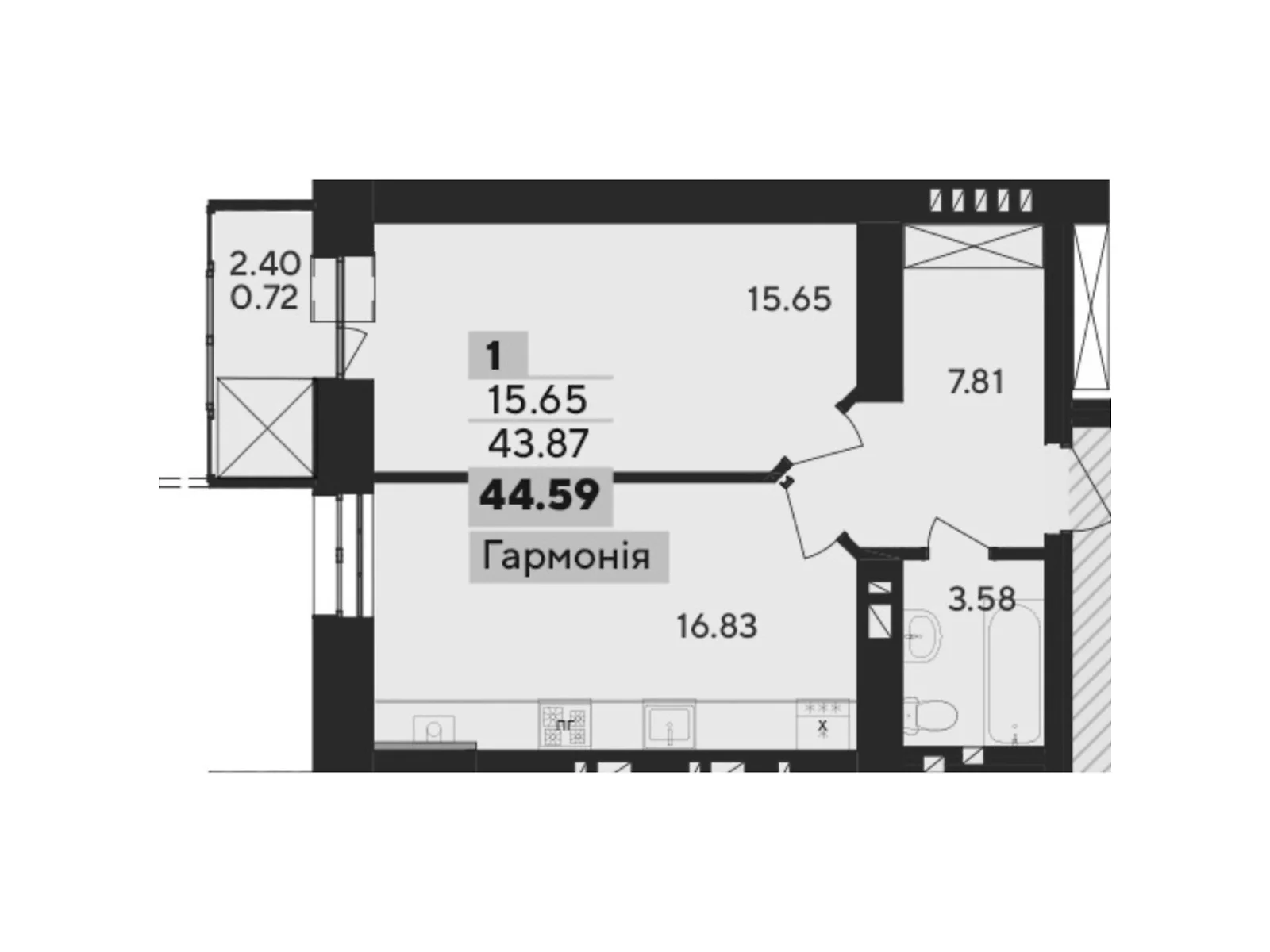 Продается 1-комнатная квартира 44.87 кв. м в Хмельницком, пер. Панаса Мирного, 9/1