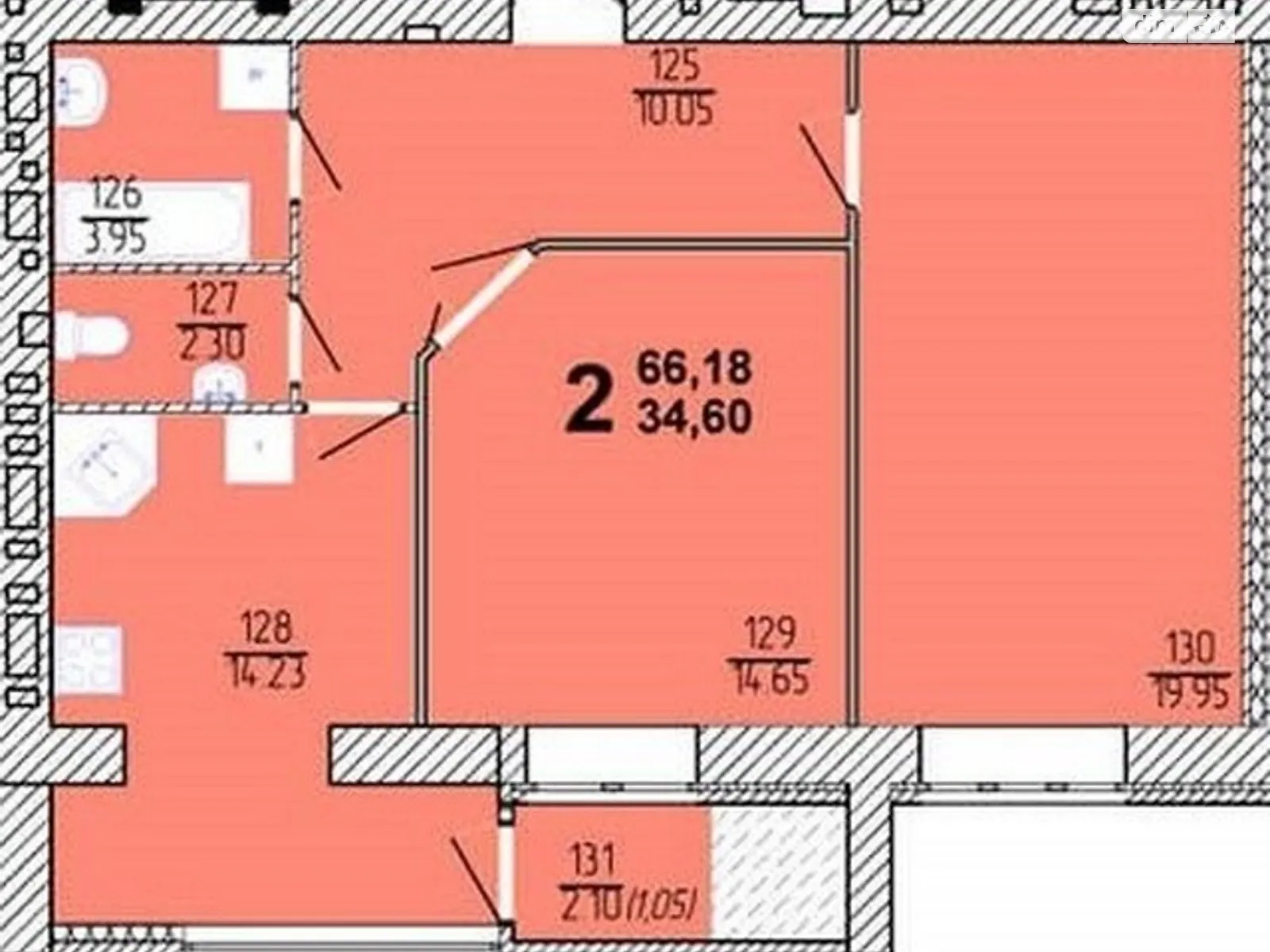 Продается 2-комнатная квартира 69 кв. м в Хмельницком, ул. Панаса Мирного, 16/1