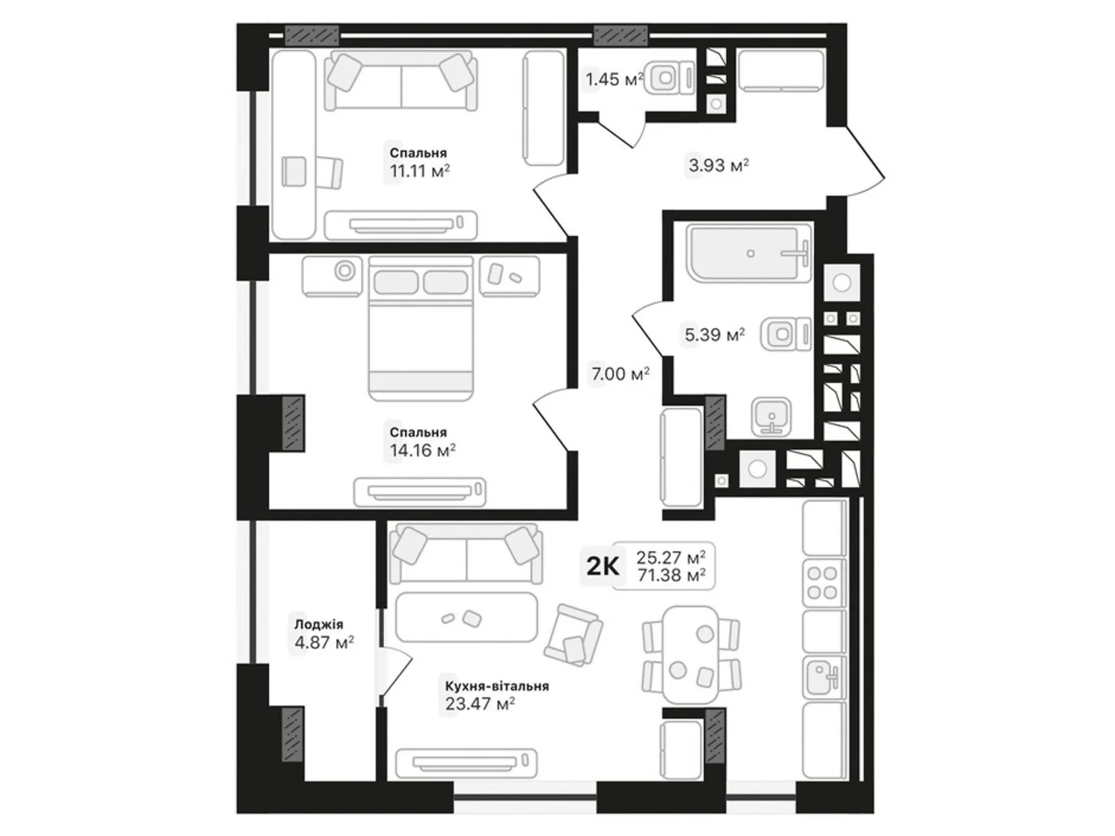 Продается 2-комнатная квартира 61.21 кв. м в Львове, ул. Замарстиновская, 133 - фото 1