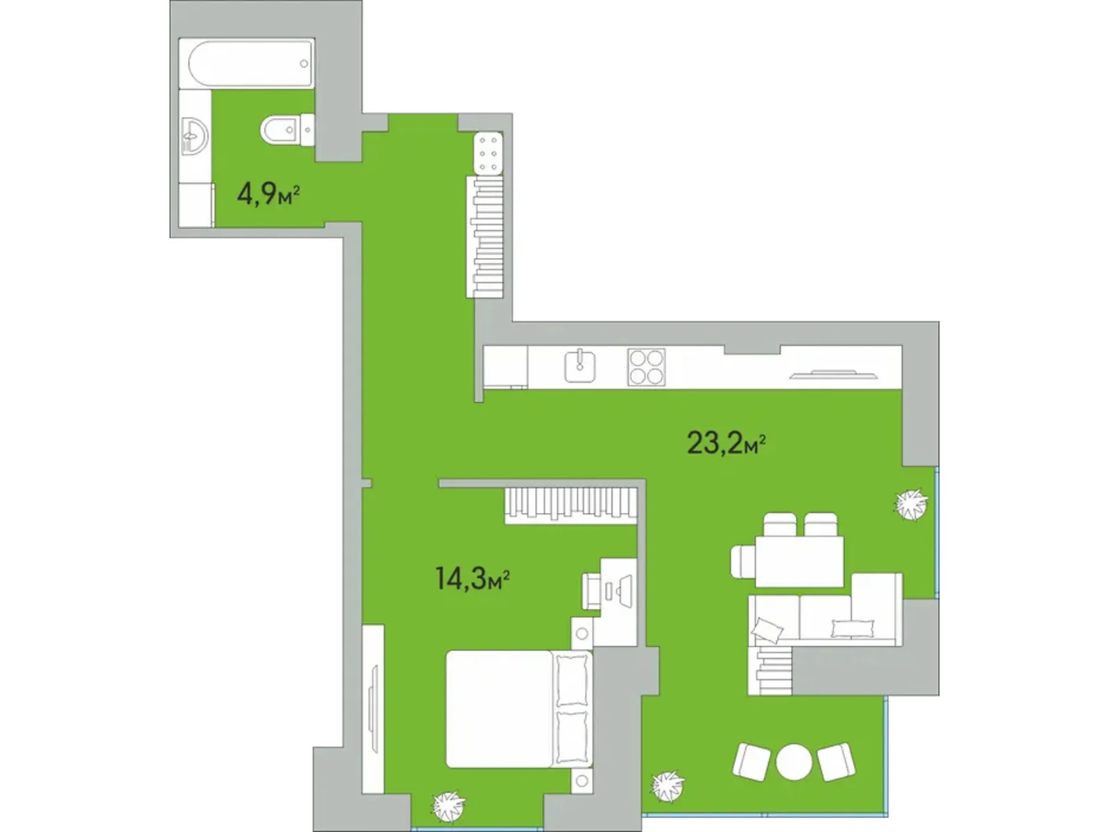 1-комнатная квартира 51.4 кв. м в Луцке, ул. Алексея Ошуркевича, 1А - фото 1