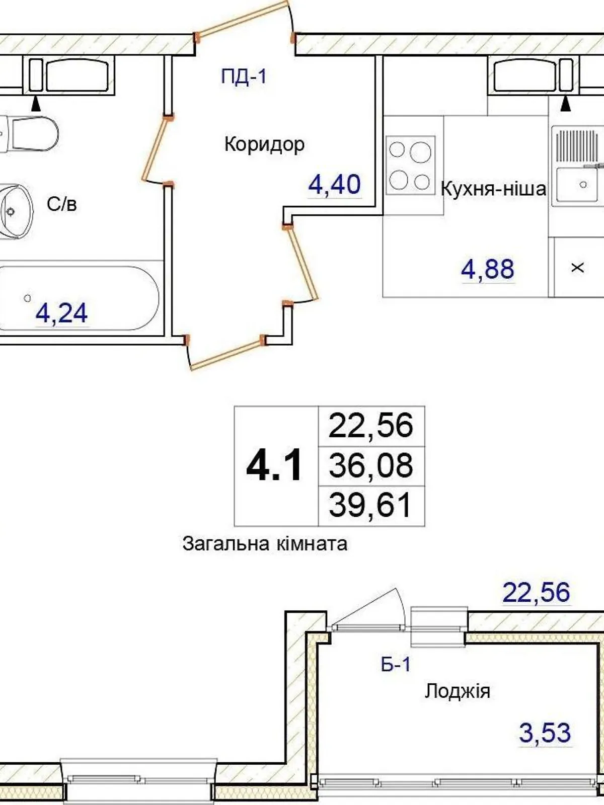 Продається 1-кімнатна квартира 40 кв. м у Новосілках - фото 3