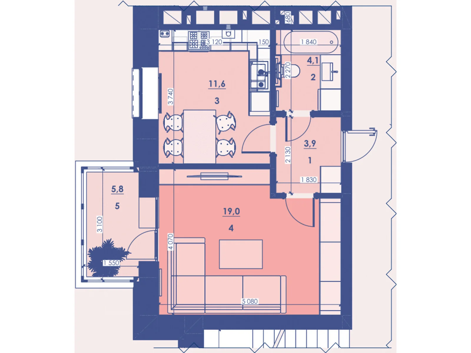 Продается 1-комнатная квартира 44.4 кв. м в Ровно, ул. Киевская, 19