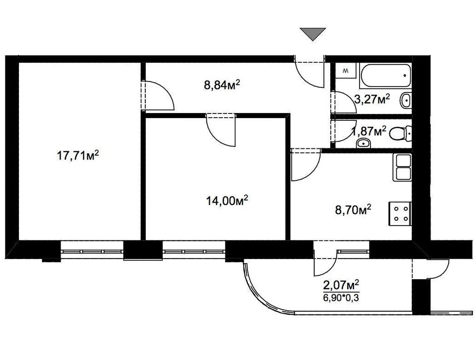 Продается 2-комнатная квартира 56 кв. м в Подверках, цена: 27650 $