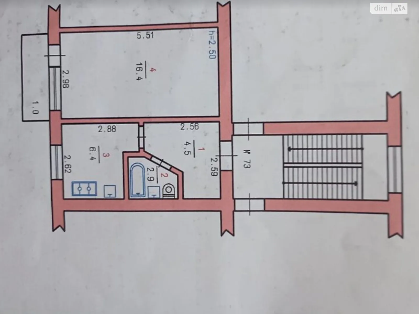 Продається 1-кімнатна квартира 31.2 кв. м у Хмельницькому, вул. Інститутська