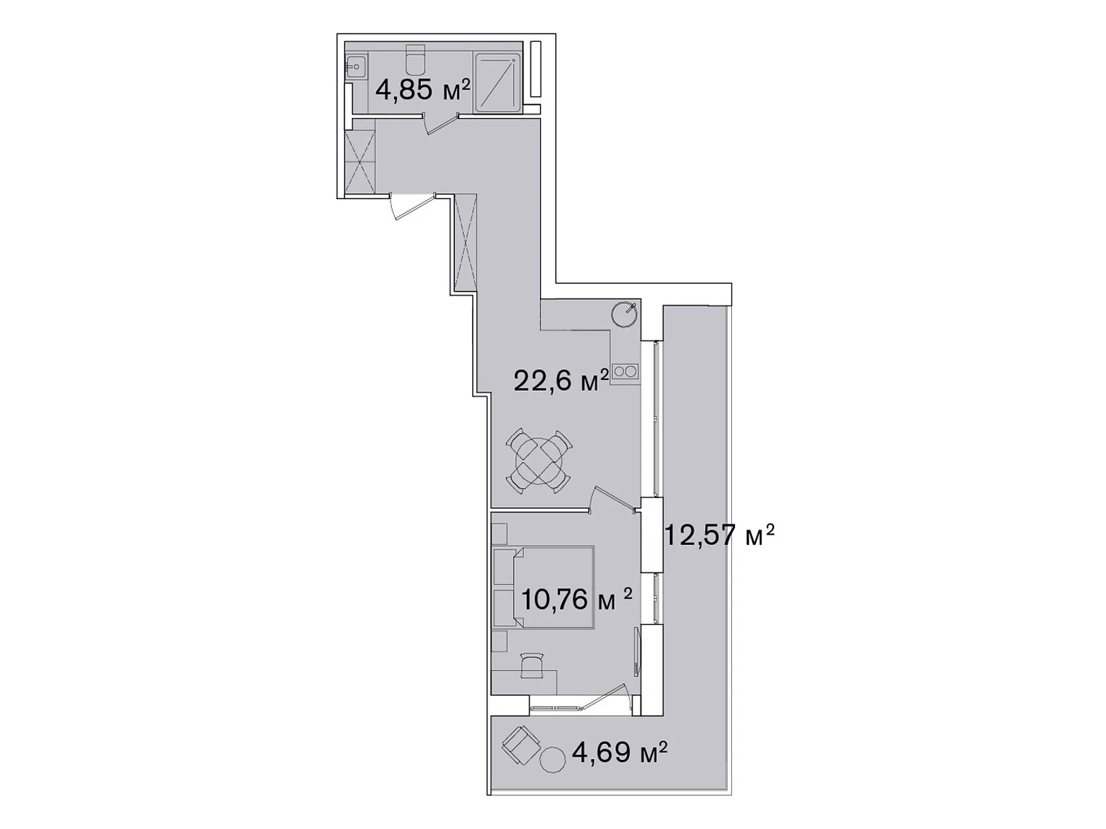 Продается 1-комнатная квартира 39.61 кв. м в Яремче, ул. Свободы, 311 - фото 1