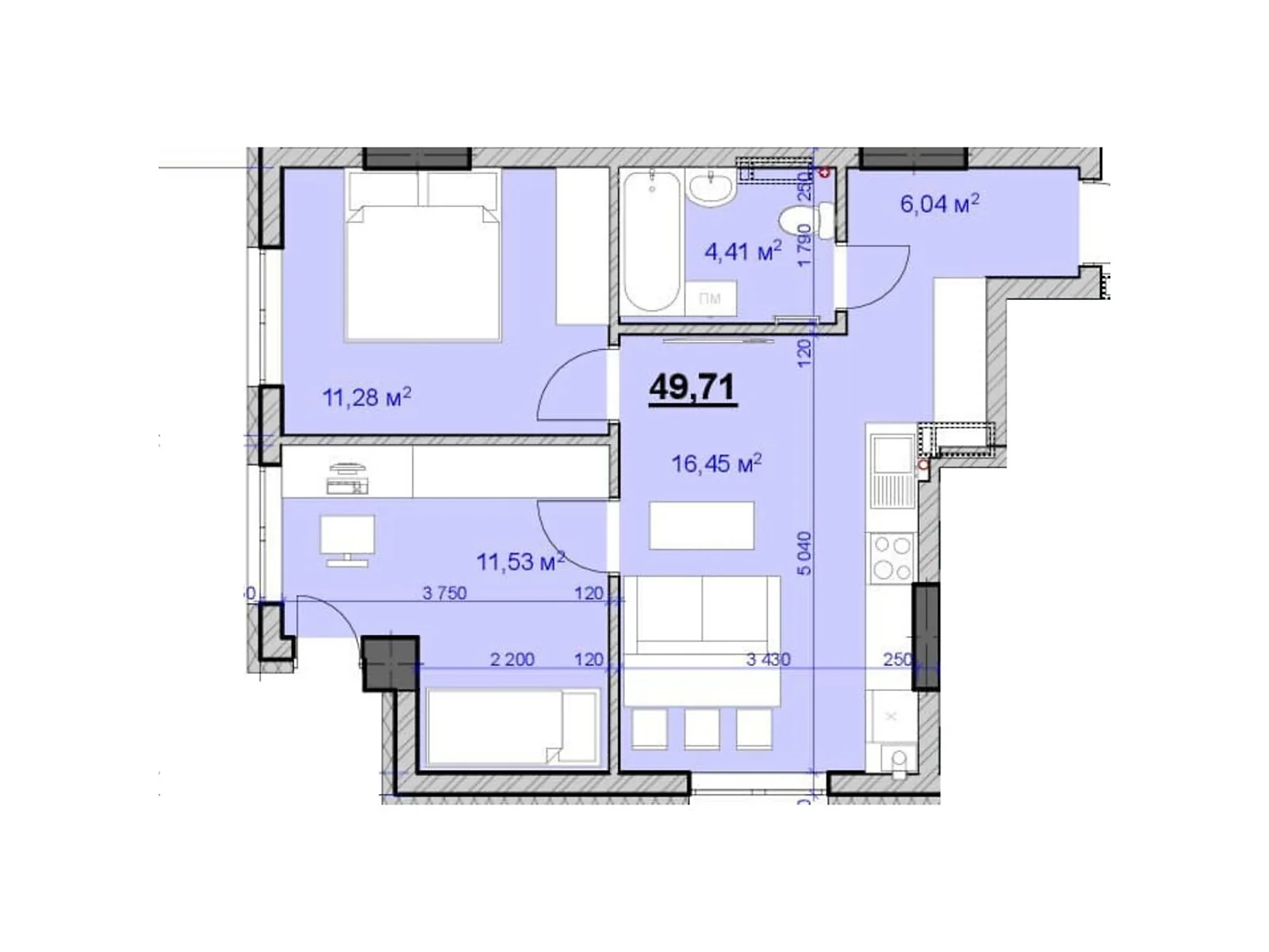 Продается 2-комнатная квартира 49 кв. м в Ивано-Франковске, цена: 34300 $