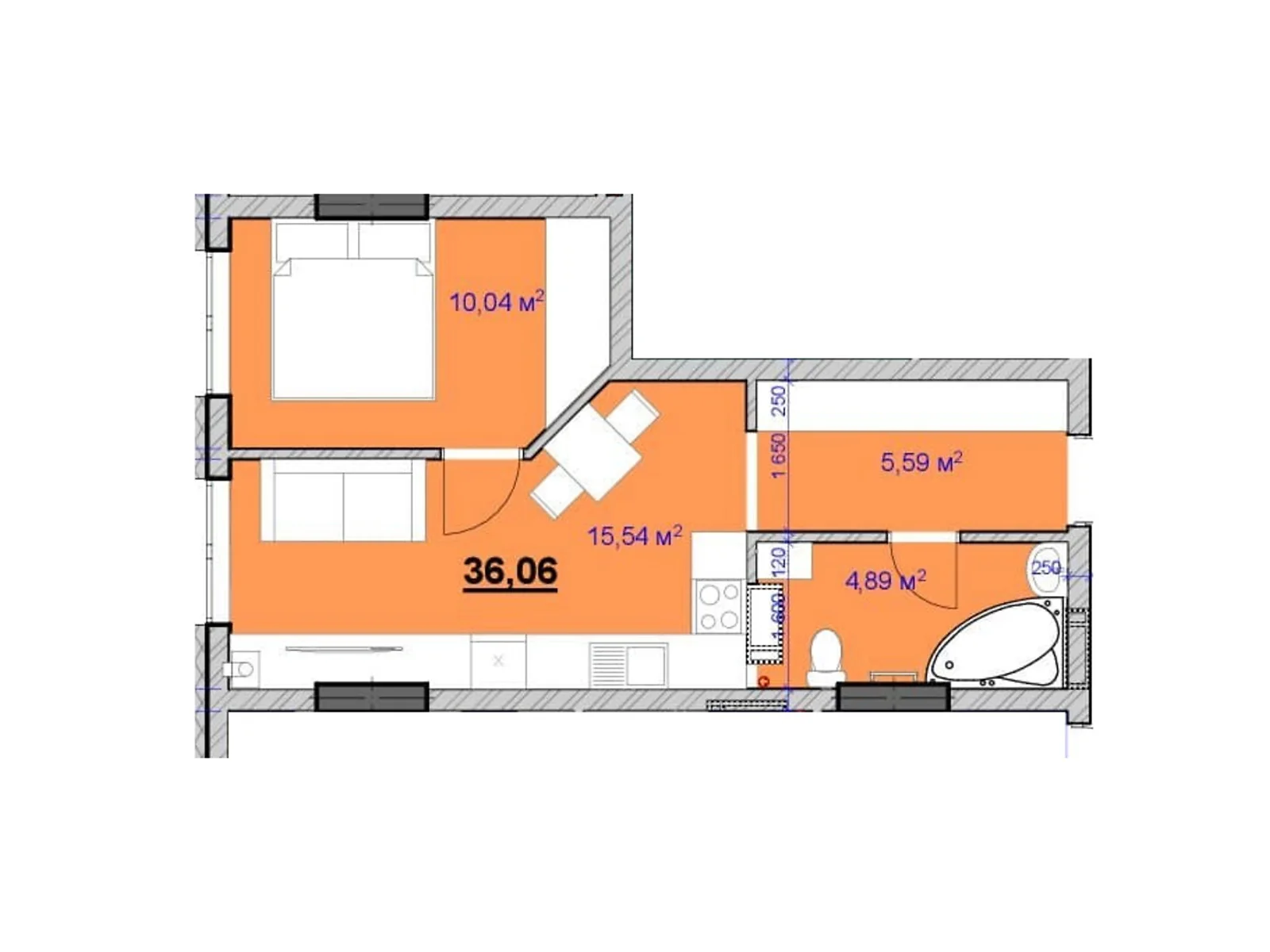 Продается 1-комнатная квартира 36 кв. м в Ивано-Франковске, ул. Целевича Юлиана, 28 - фото 1