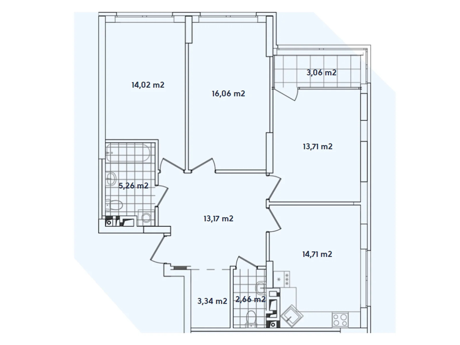 Продается 3-комнатная квартира 86.02 кв. м в Киеве, просп. Правды, 45А