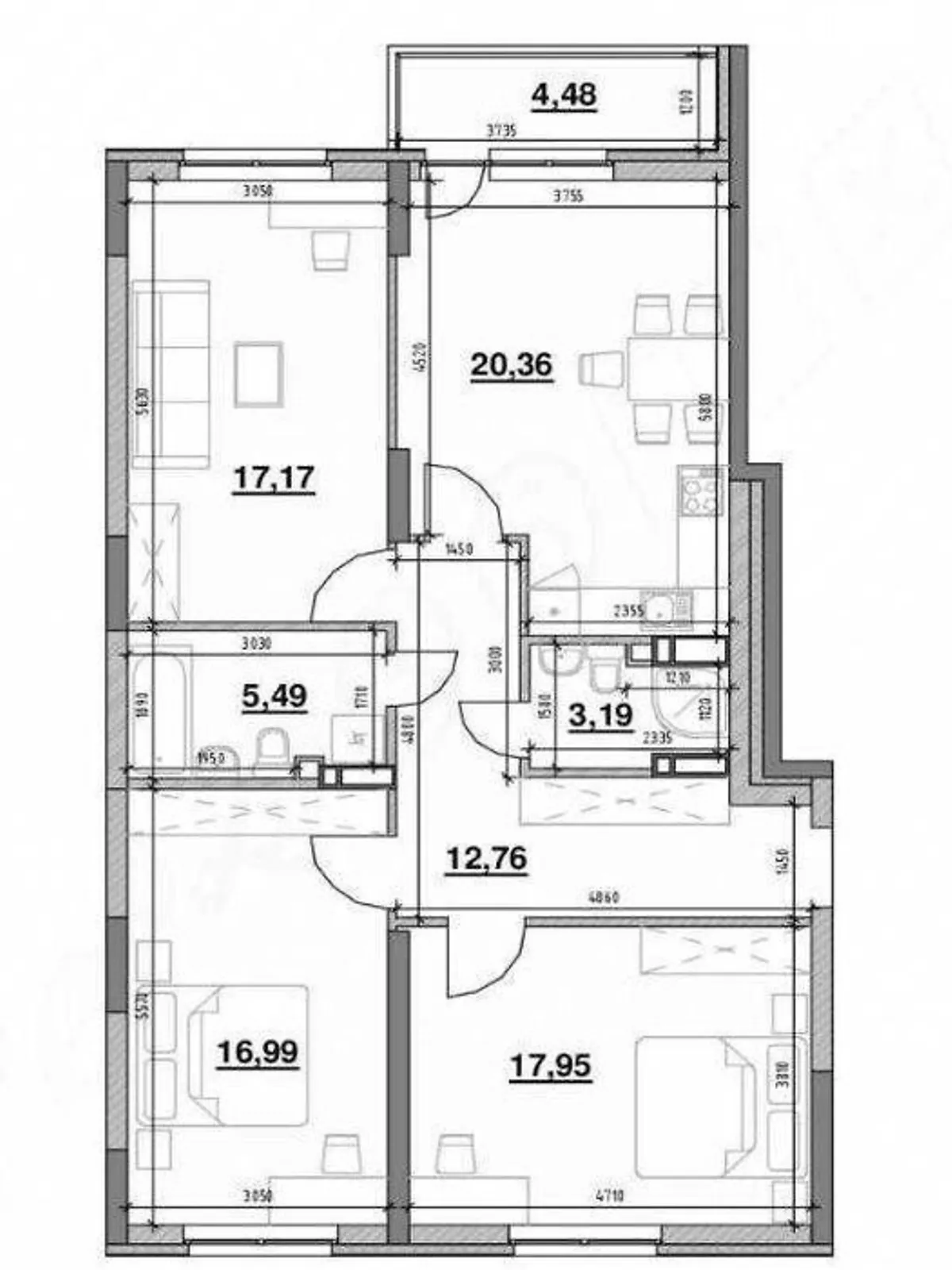 Продается 3-комнатная квартира 98 кв. м в Киеве, , 56