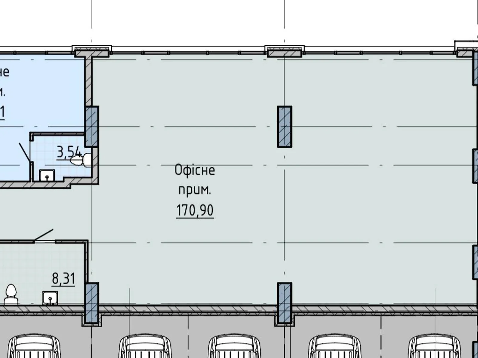 Здається в оренду приміщення вільного призначення 170.9 кв. м в 25-поверховій будівлі, цена: 2392 $ - фото 1