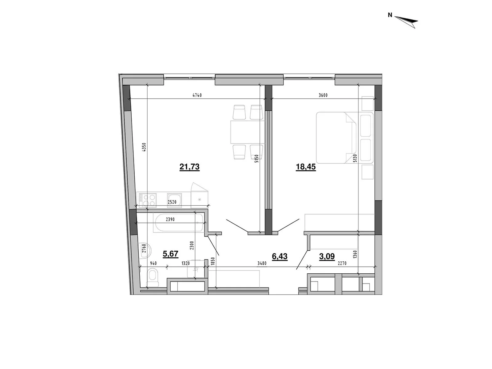 Продается 1-комнатная квартира 55.37 кв. м в Львове, ул. Новознесенская - фото 1