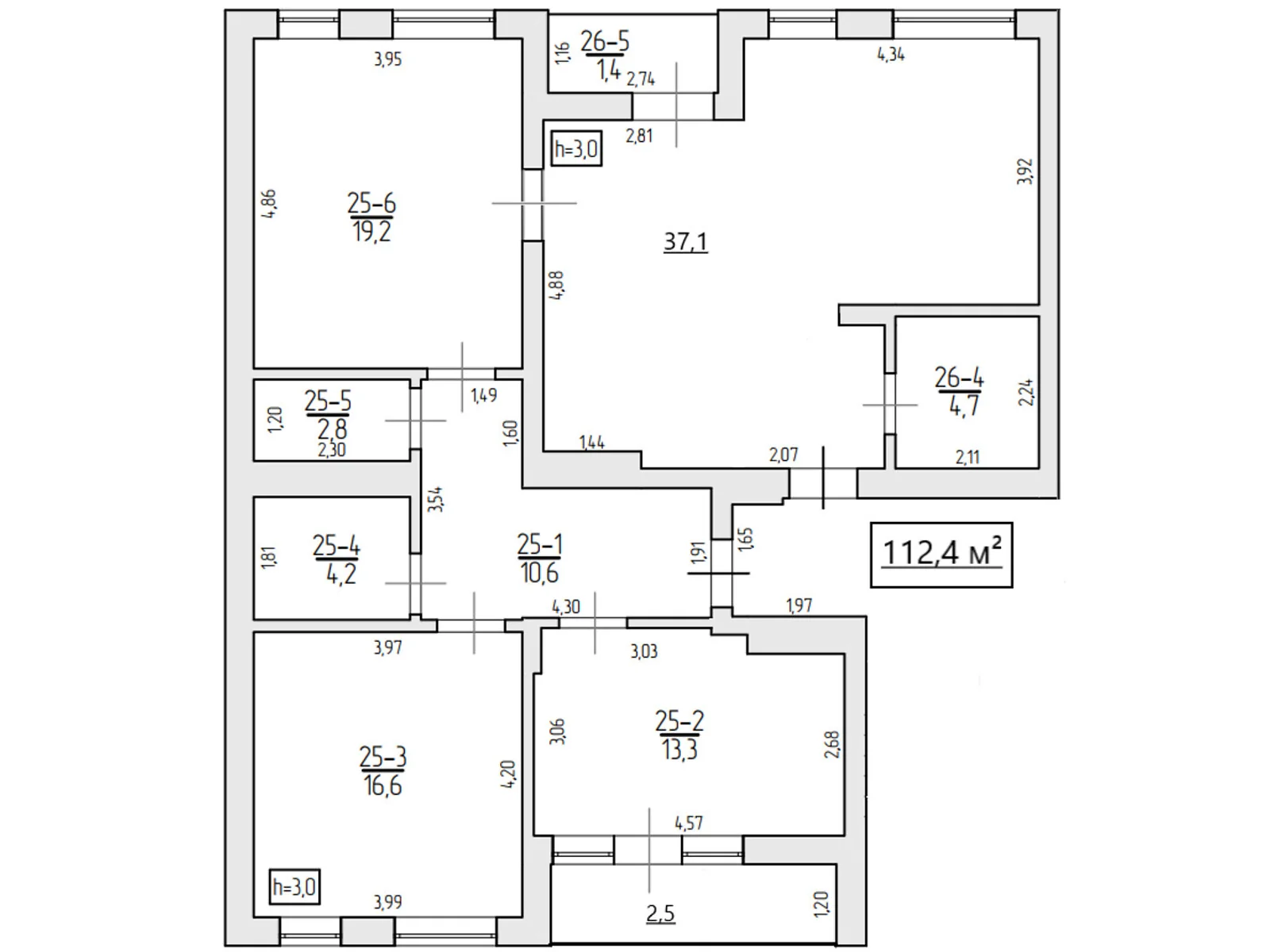 Продается 3-комнатная квартира 112.4 кв. м в Ужгороде, цена: 123640 $