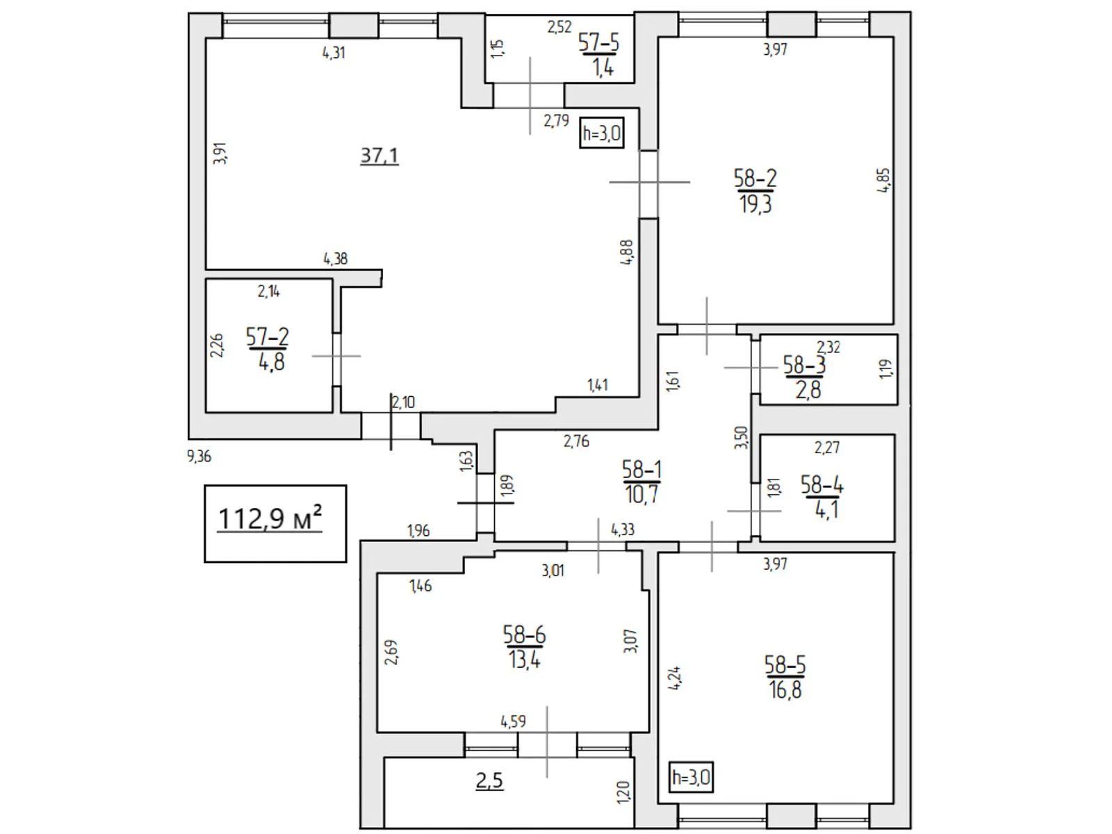 Продается 3-комнатная квартира 112.9 кв. м в Ужгороде - фото 1