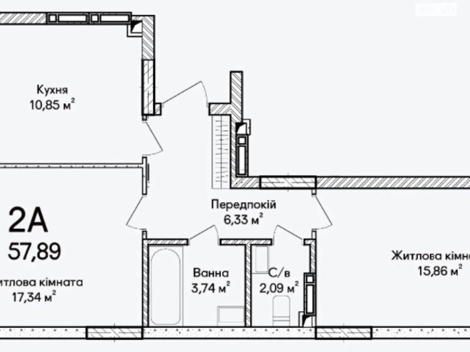 Продається 2-кімнатна квартира 58 кв. м у Ірпені, вул. Достоєвського, 1