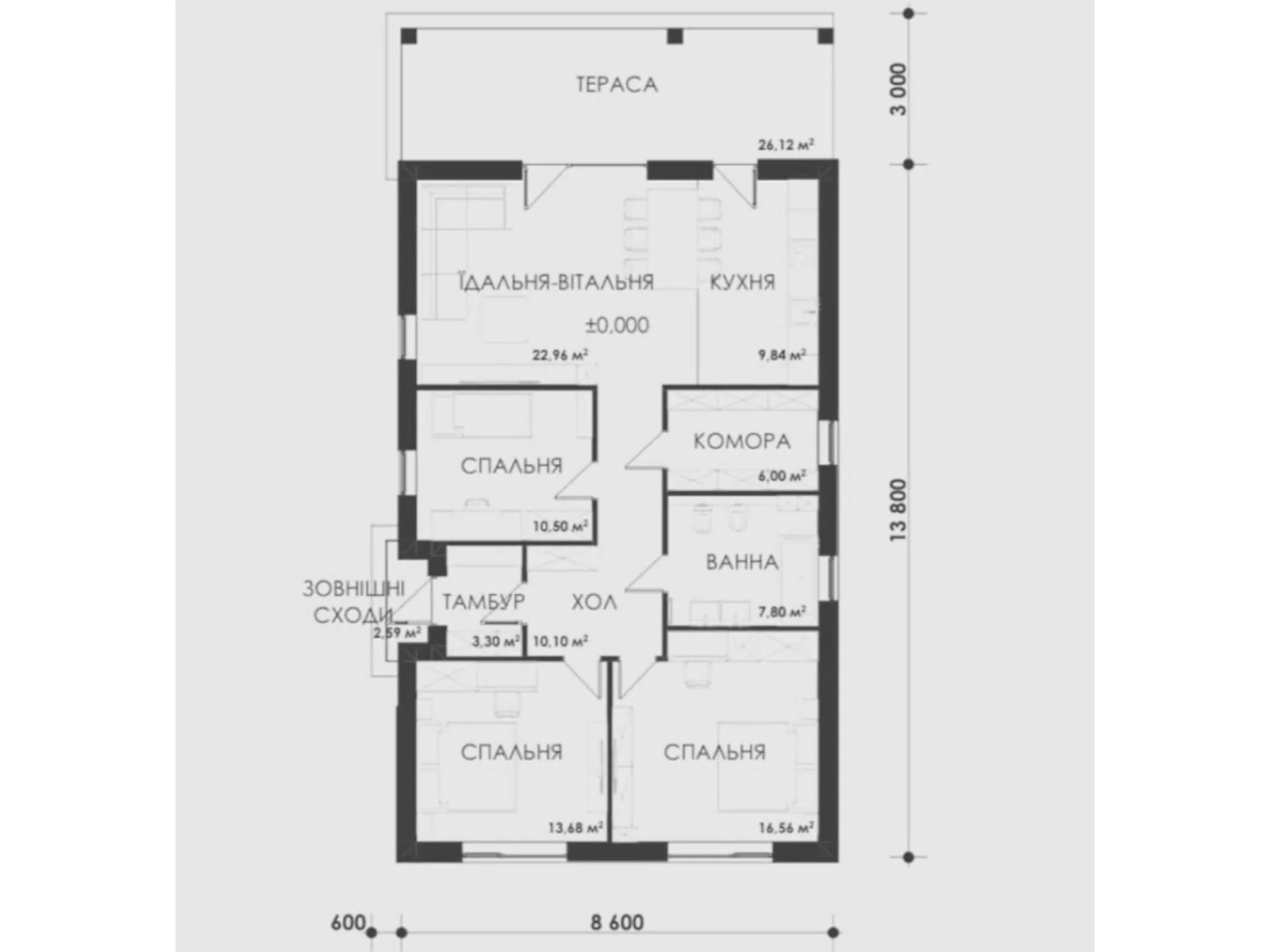 Продается одноэтажный дом 130 кв. м с садом, цена: 120000 $