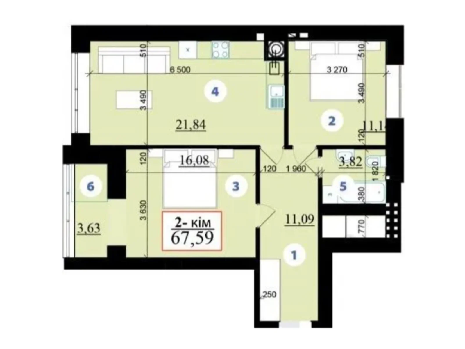 Продається 2-кімнатна квартира 67.59 кв. м у Івано-Франківську, вул. Гетьмана Івана Мазепи, 168 - фото 1