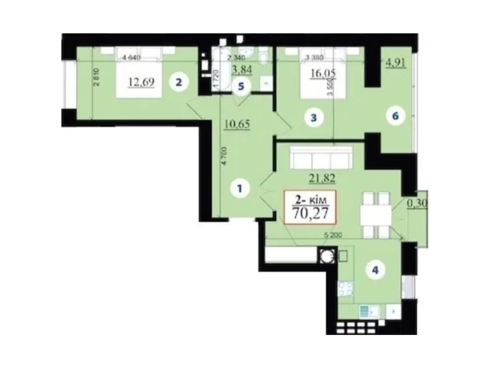 Продается 2-комнатная квартира 70.27 кв. м в Ивано-Франковске, ул. Гетьмана Ивана Мазепы, 168 - фото 1