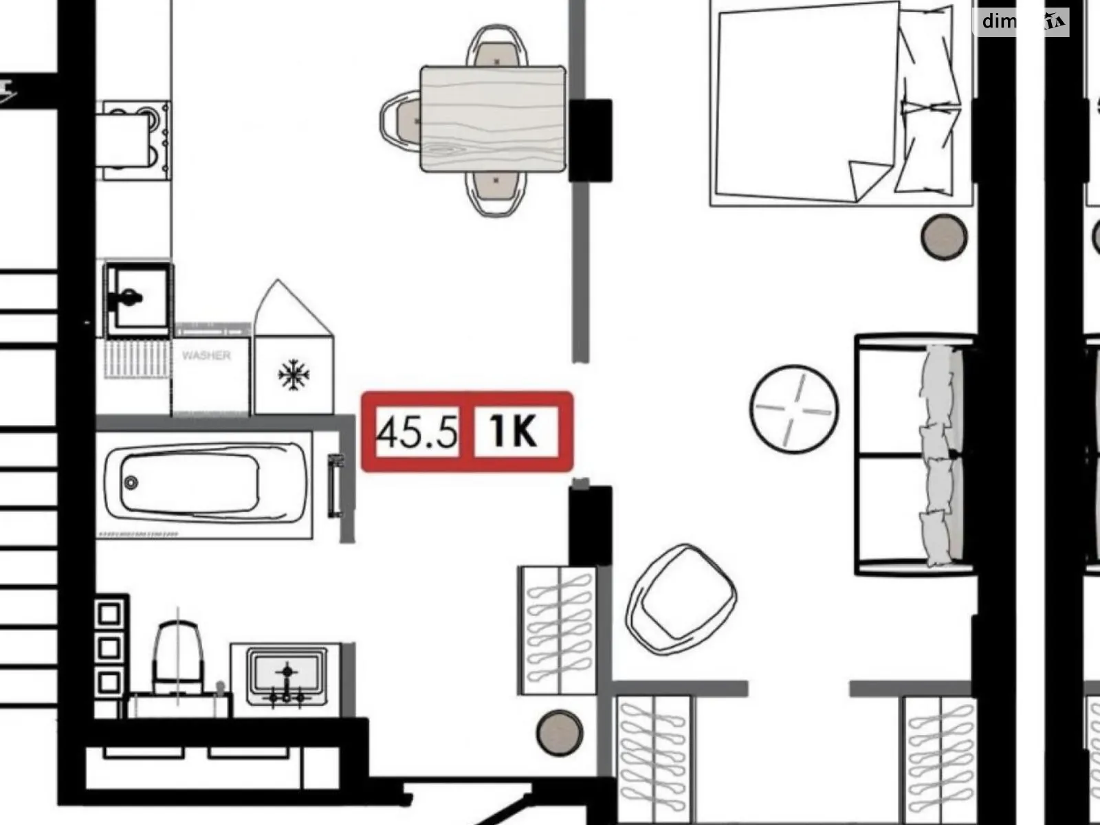 Продається 1-кімнатна квартира 45 кв. м у Комінтернівському, вул. Марсельська