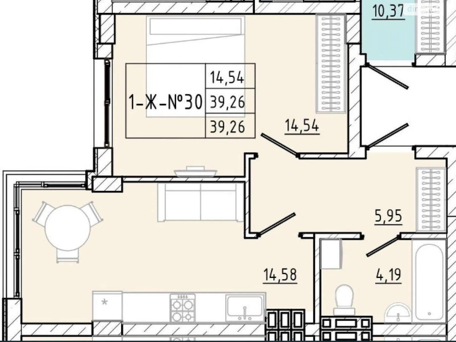 Продается 1-комнатная квартира 40 кв. м в Коминтерновском, цена: 25500 $ - фото 1