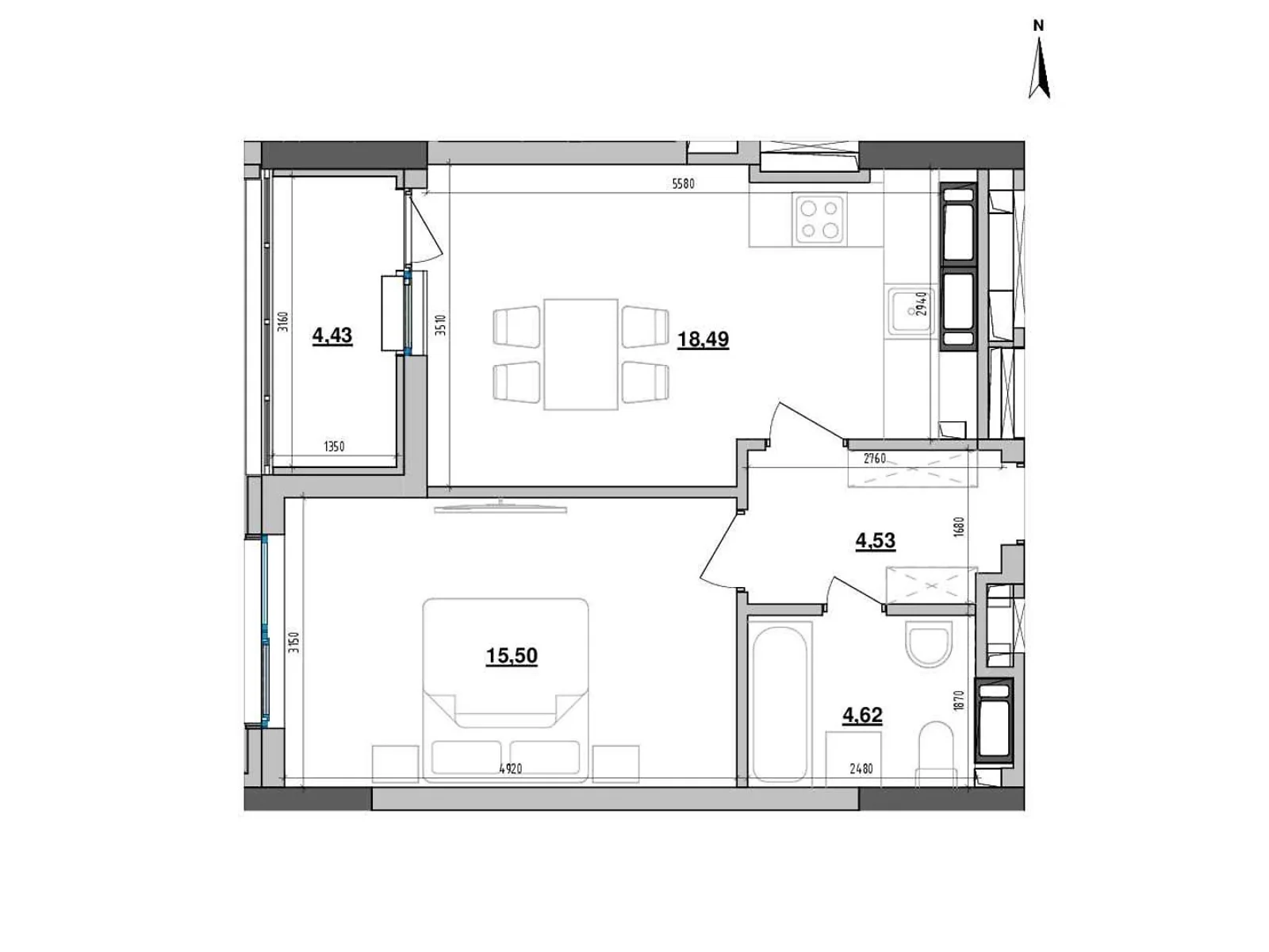 Продается 1-комнатная квартира 47.55 кв. м в Киеве, ул. Коновальца Евгения, 30 - фото 1