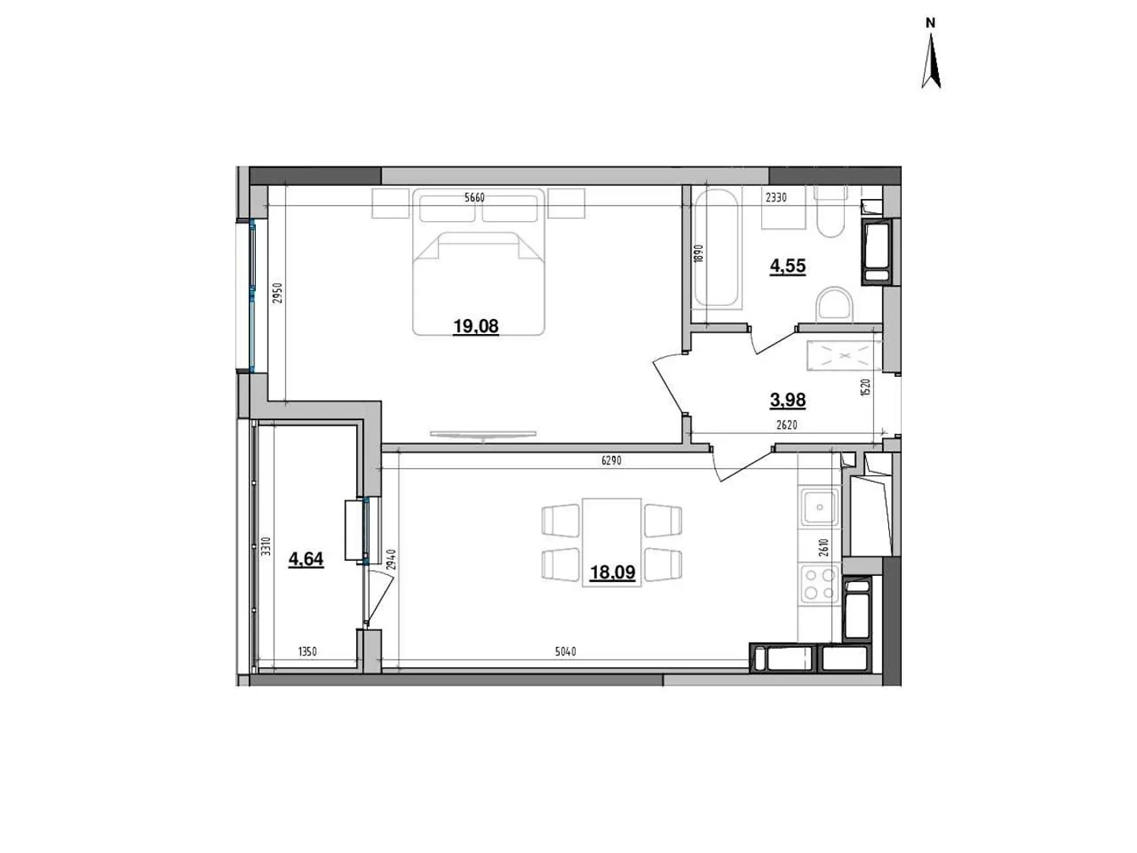 Продается 1-комнатная квартира 50.34 кв. м в Киеве, ул. Коновальца Евгения, 30