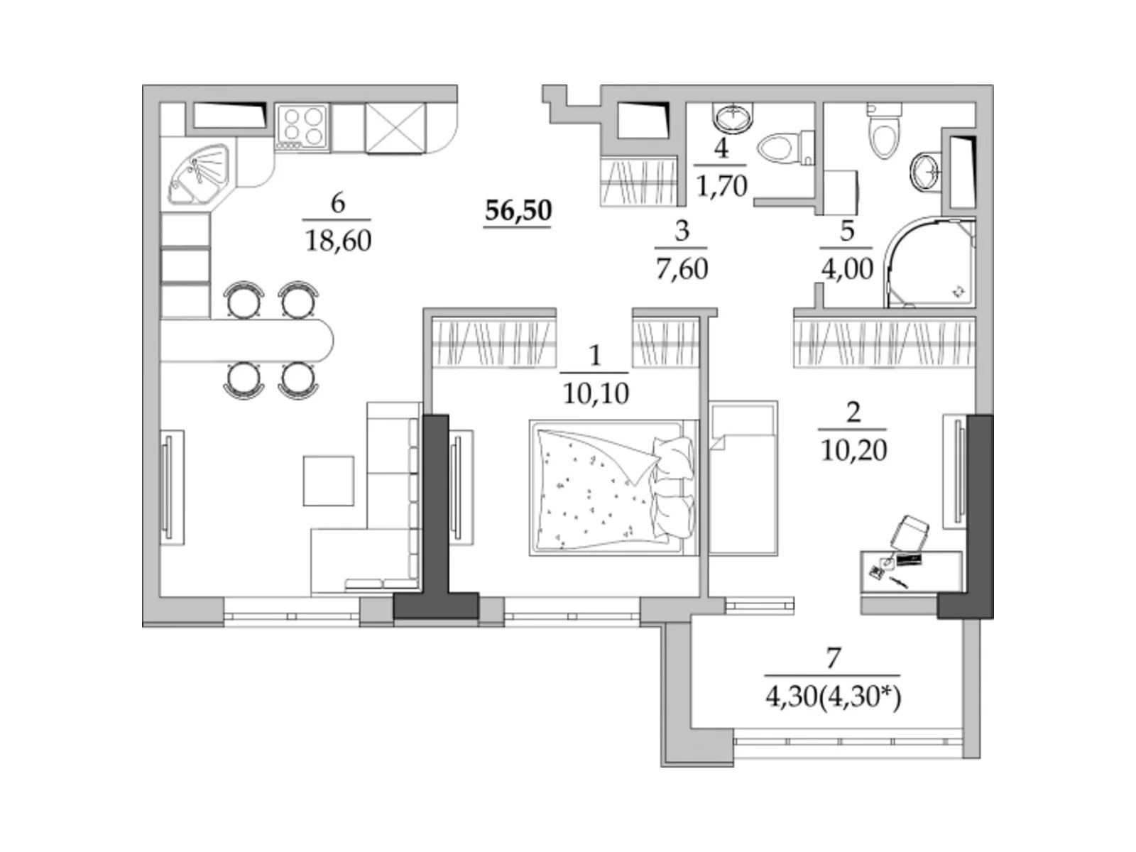 Продается 2-комнатная квартира 56.5 кв. м в Лиманке, ул. Спортивная