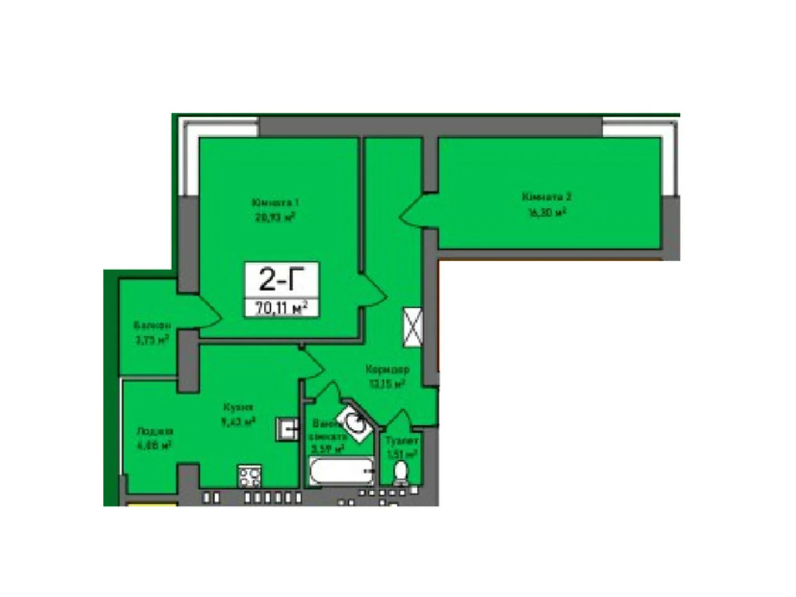 Продается 2-комнатная квартира 70.1 кв. м в Тарасово, цена: 54464 $