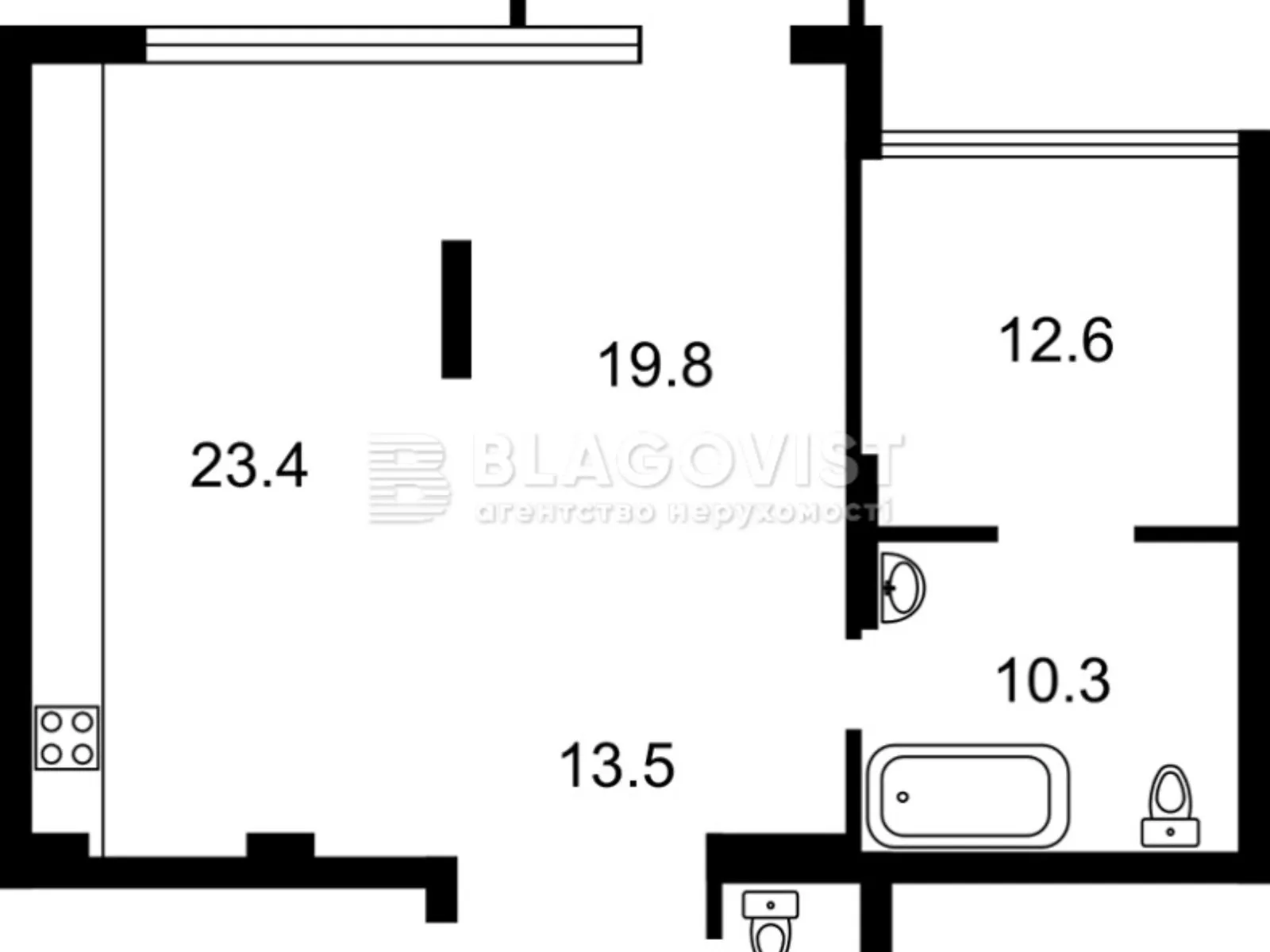 Продается 2-комнатная квартира 87.6 кв. м в Киеве, ул. Деловая, 2