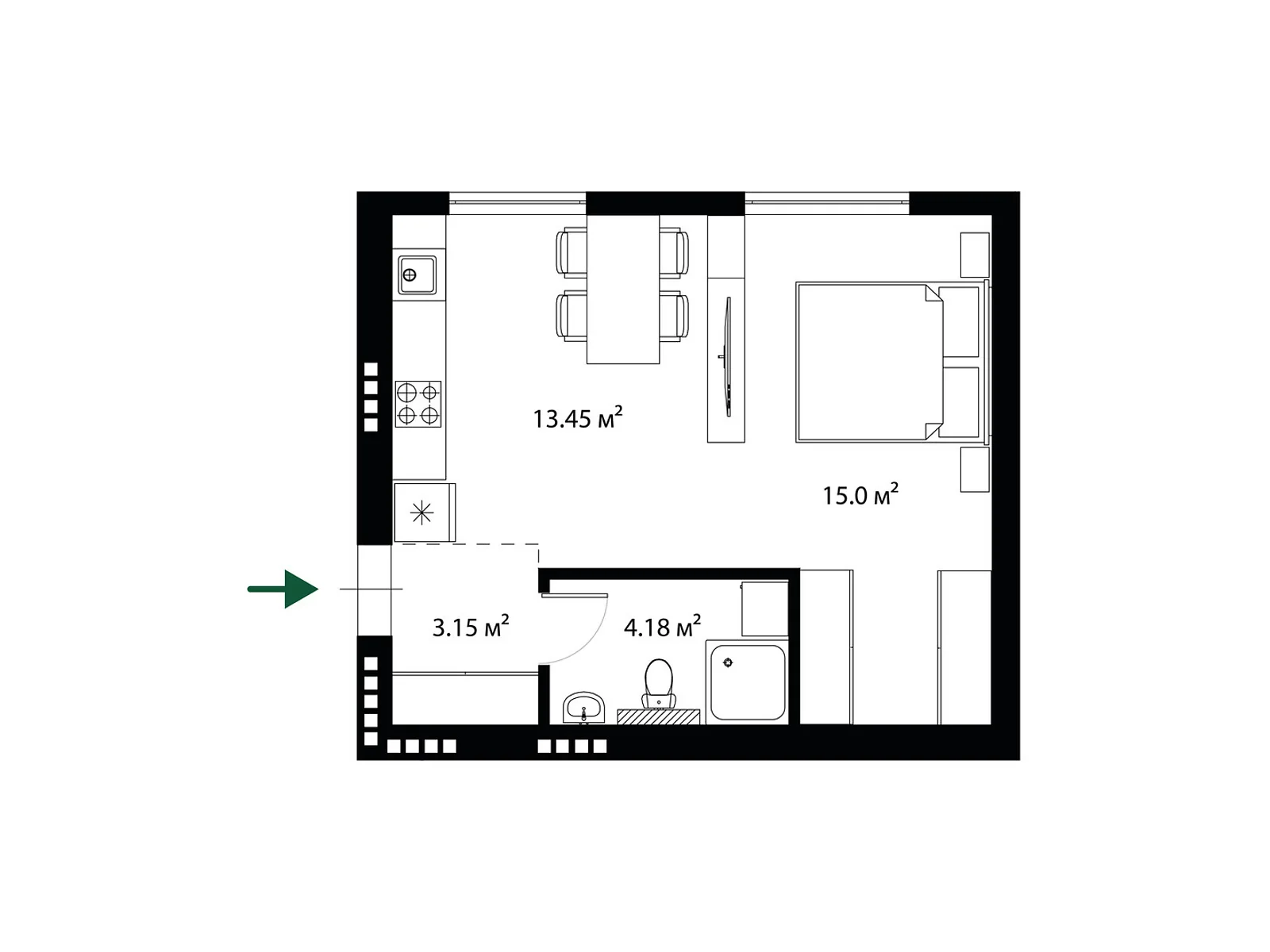 Продается 1-комнатная квартира 34 кв. м в Ужгороде, цена: 47600 $