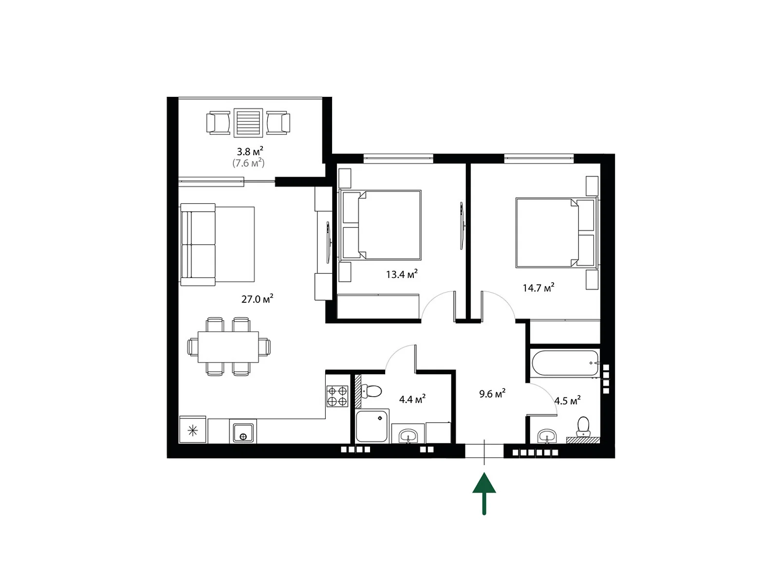 Продается 2-комнатная квартира 74 кв. м в Ужгороде, цена: 103600 $