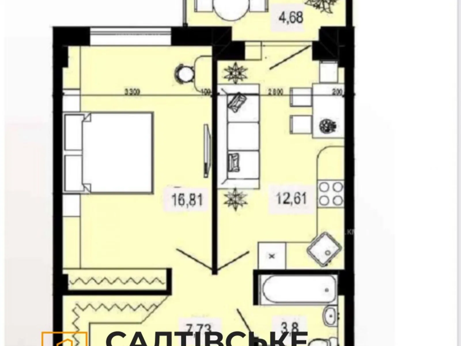 Продается 1-комнатная квартира 44 кв. м в Харькове, ул. Гвардейцев-Широнинцев, 70Б