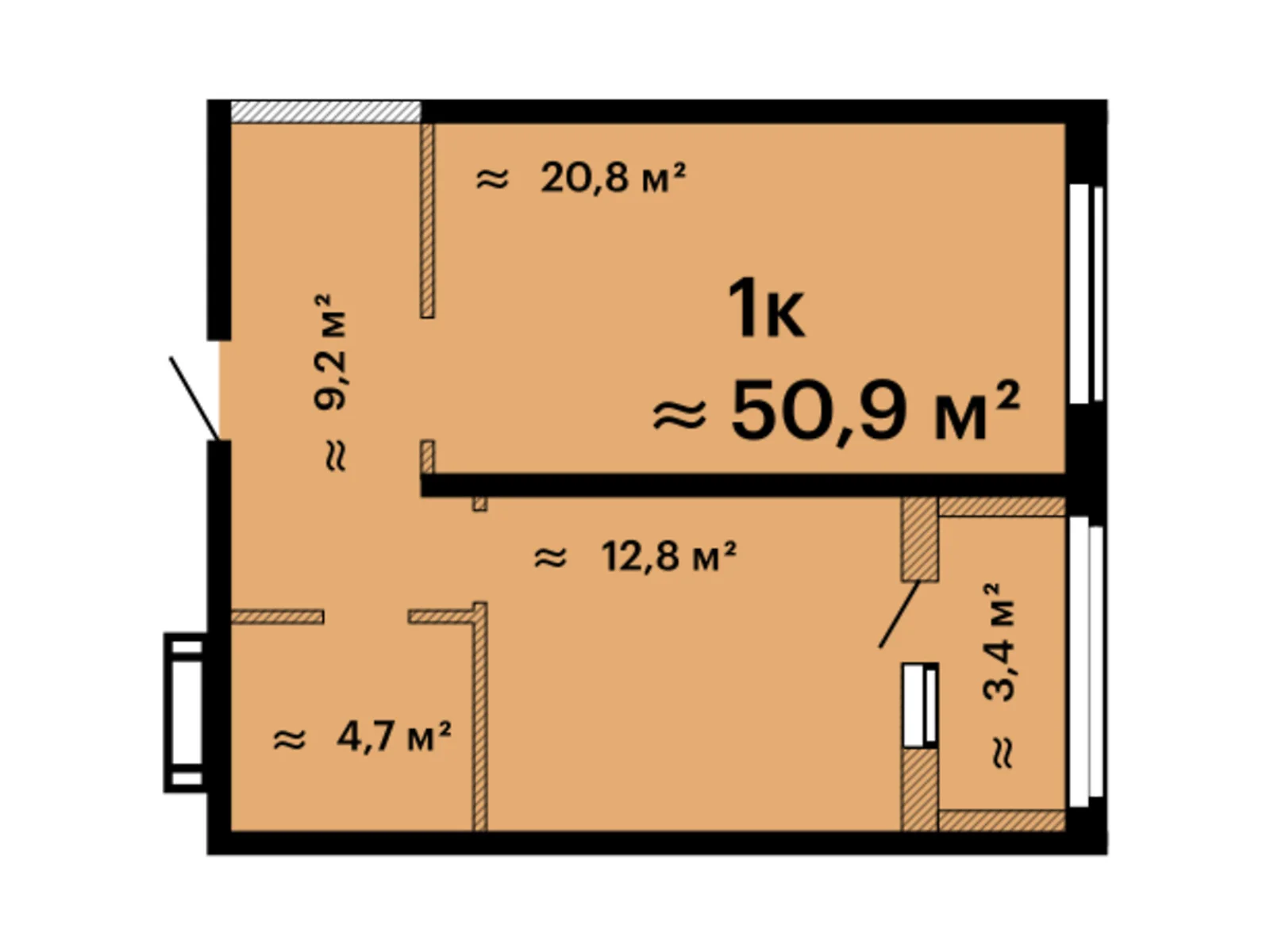 Продается 1-комнатная квартира 50.9 кв. м в Одессе, просп. Гагарина, 9 - фото 1