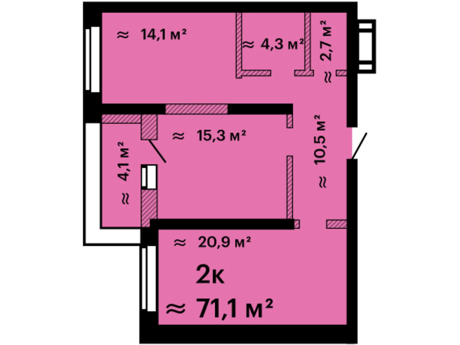 Продается 2-комнатная квартира 71.1 кв. м в Одессе, просп. Гагарина, 9 - фото 1