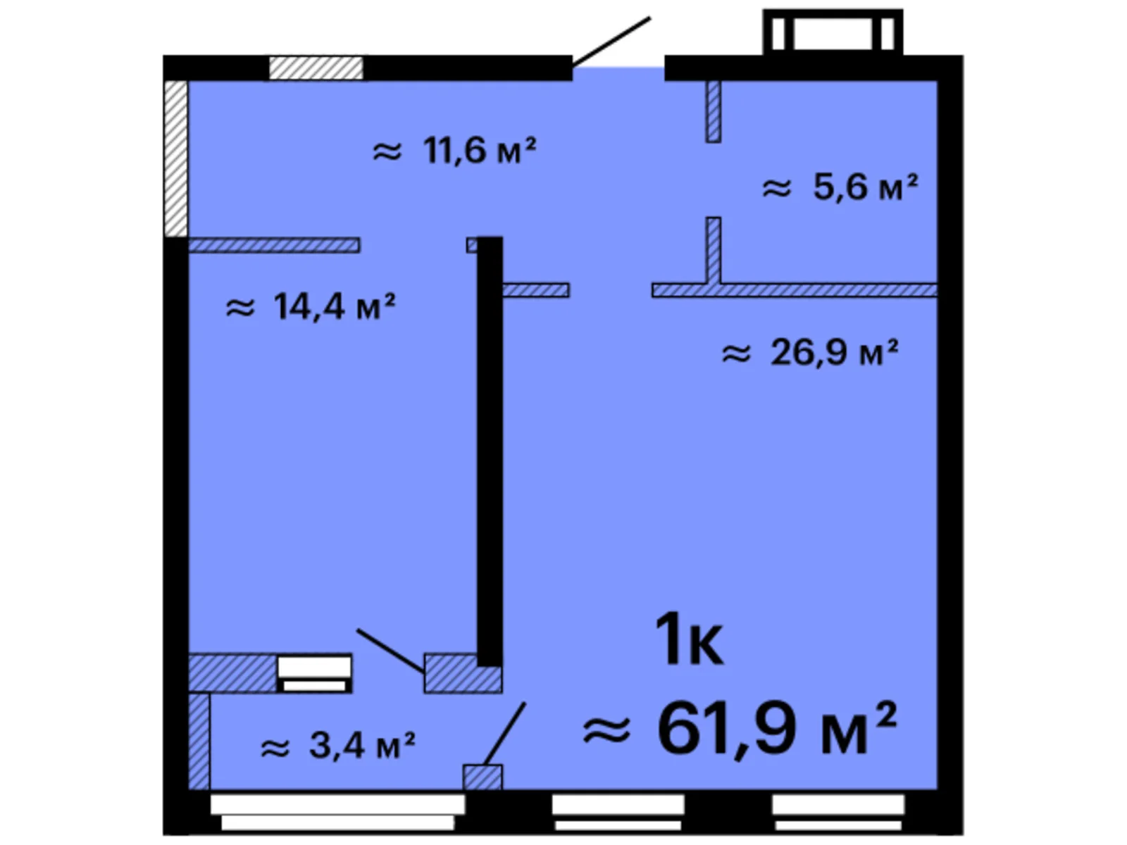 Продается 1-комнатная квартира 61.9 кв. м в Одессе, цена: 77375 $ - фото 1